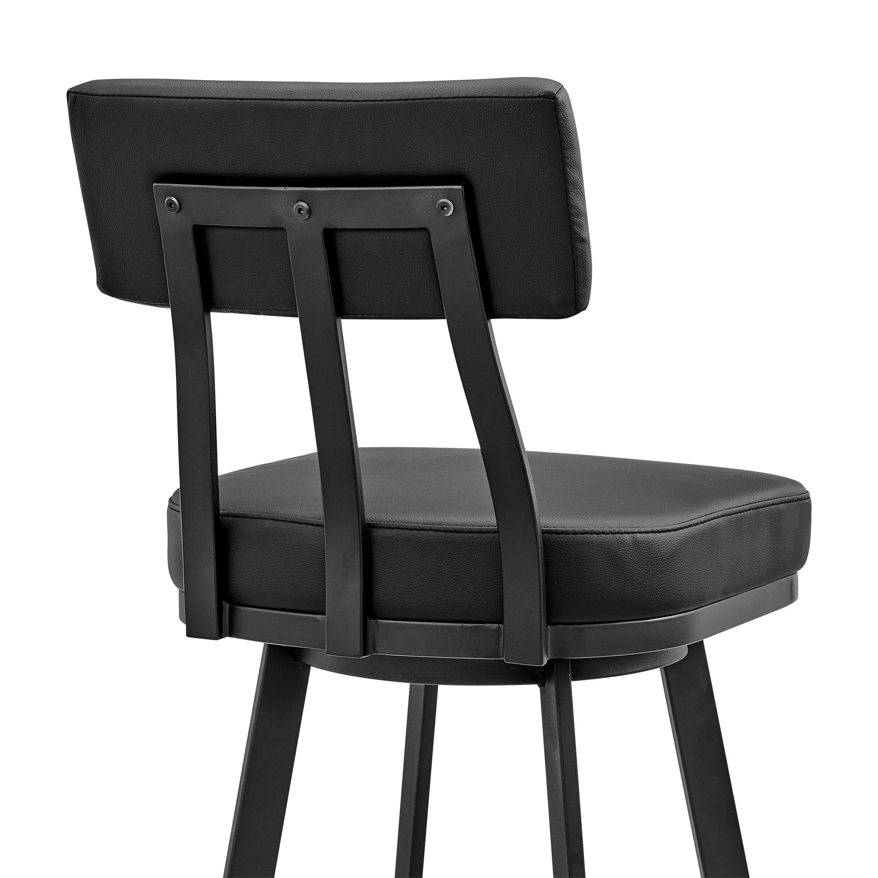 Benjamin Swivel Counter Stool in Black Metal with Black Faux Leather - Image 7