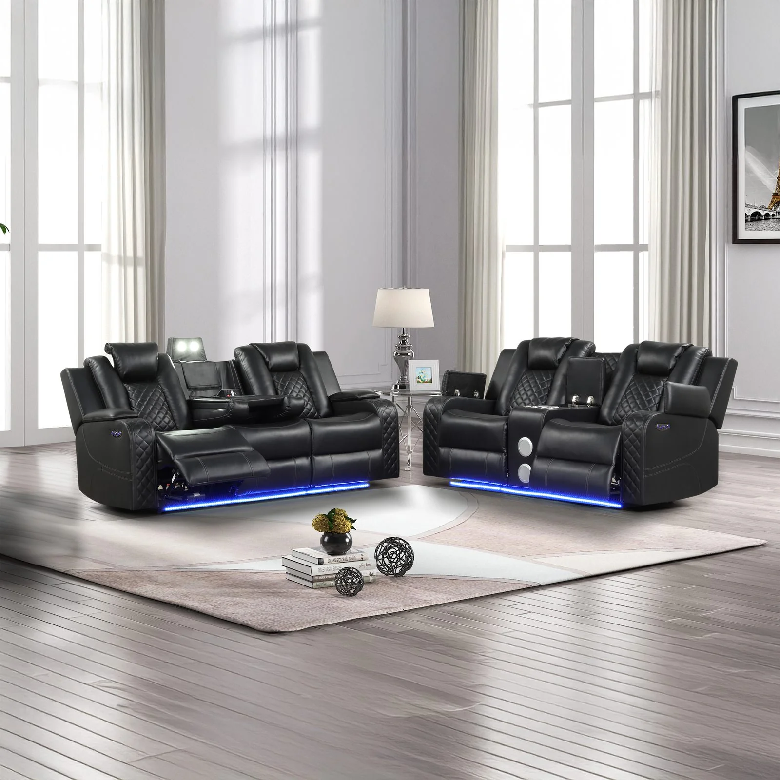 Benz 2PC Living Room Set Black