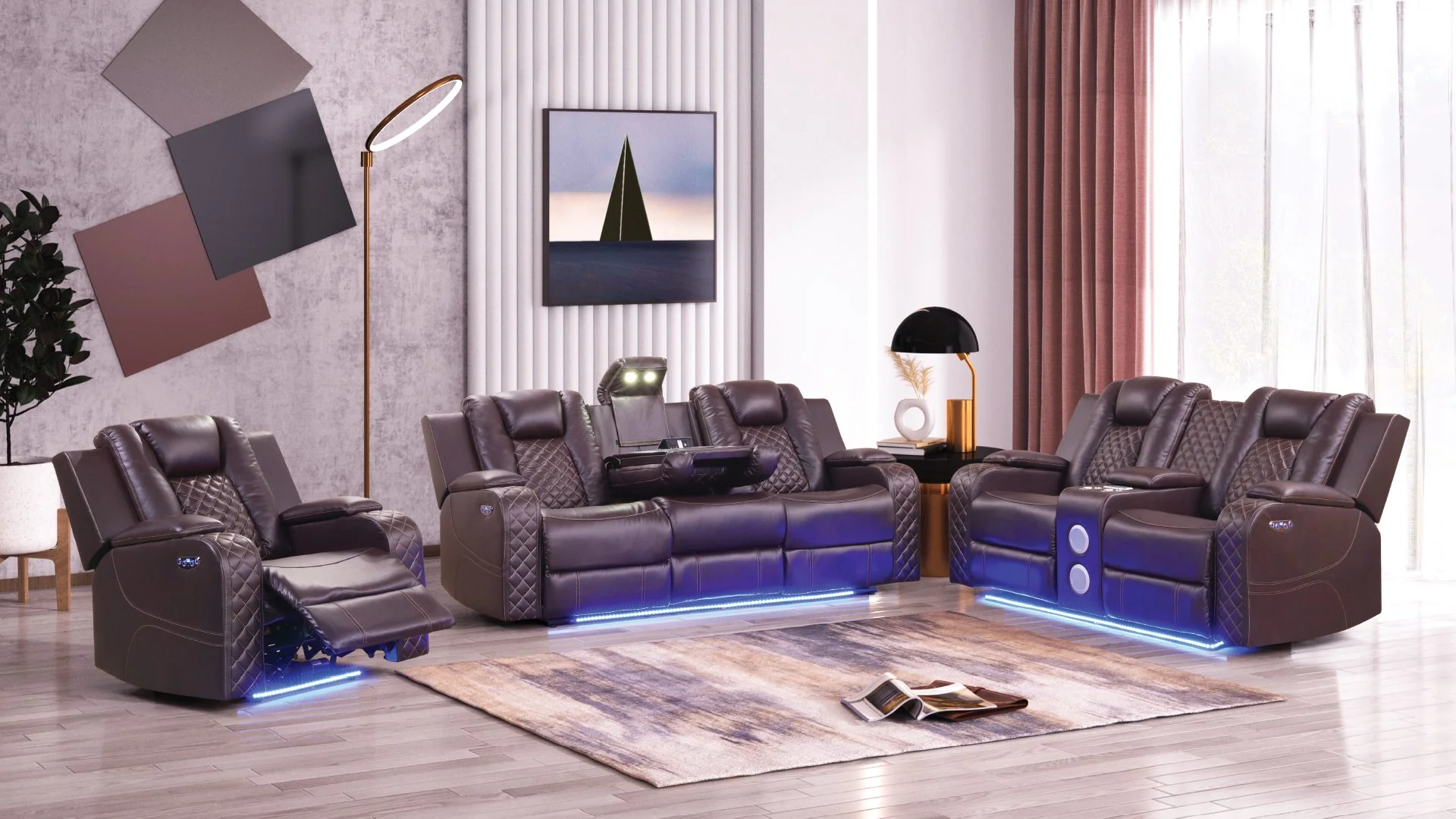 Benz 3 PC Living Room Set Brown - Image 15