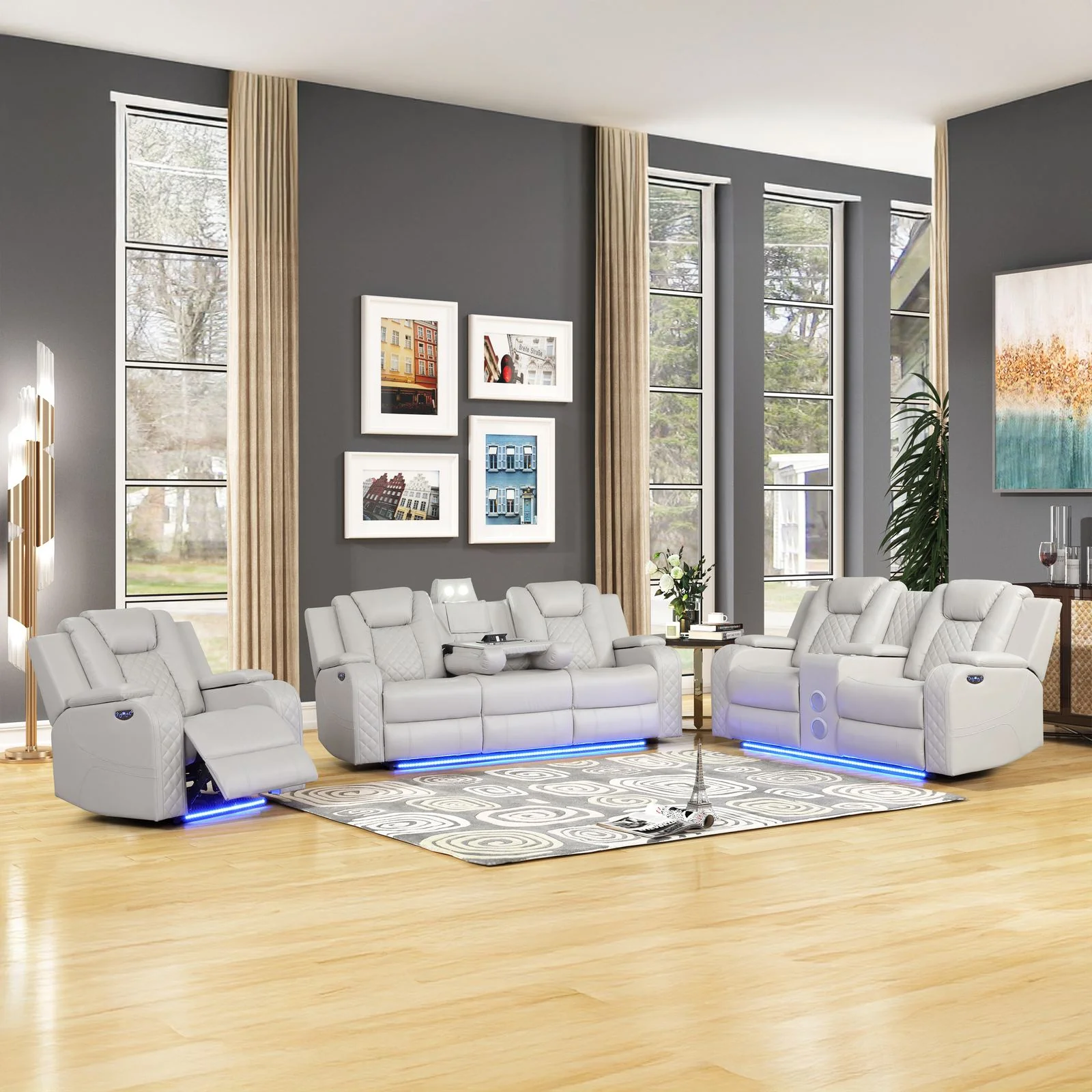 Benz 3 PC Living Room Set Ice - Image 18