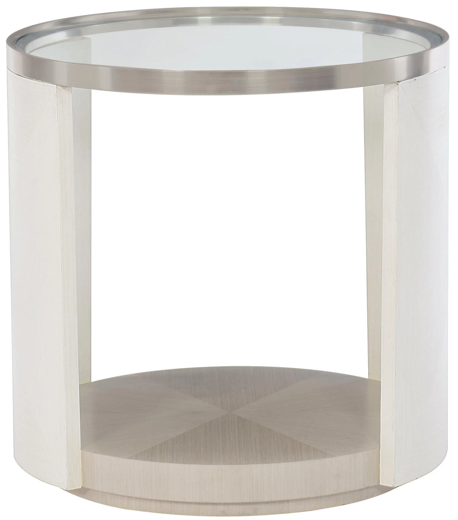Bernhardt Axiom Round Chairside Table in Linear Gray/White 381-125