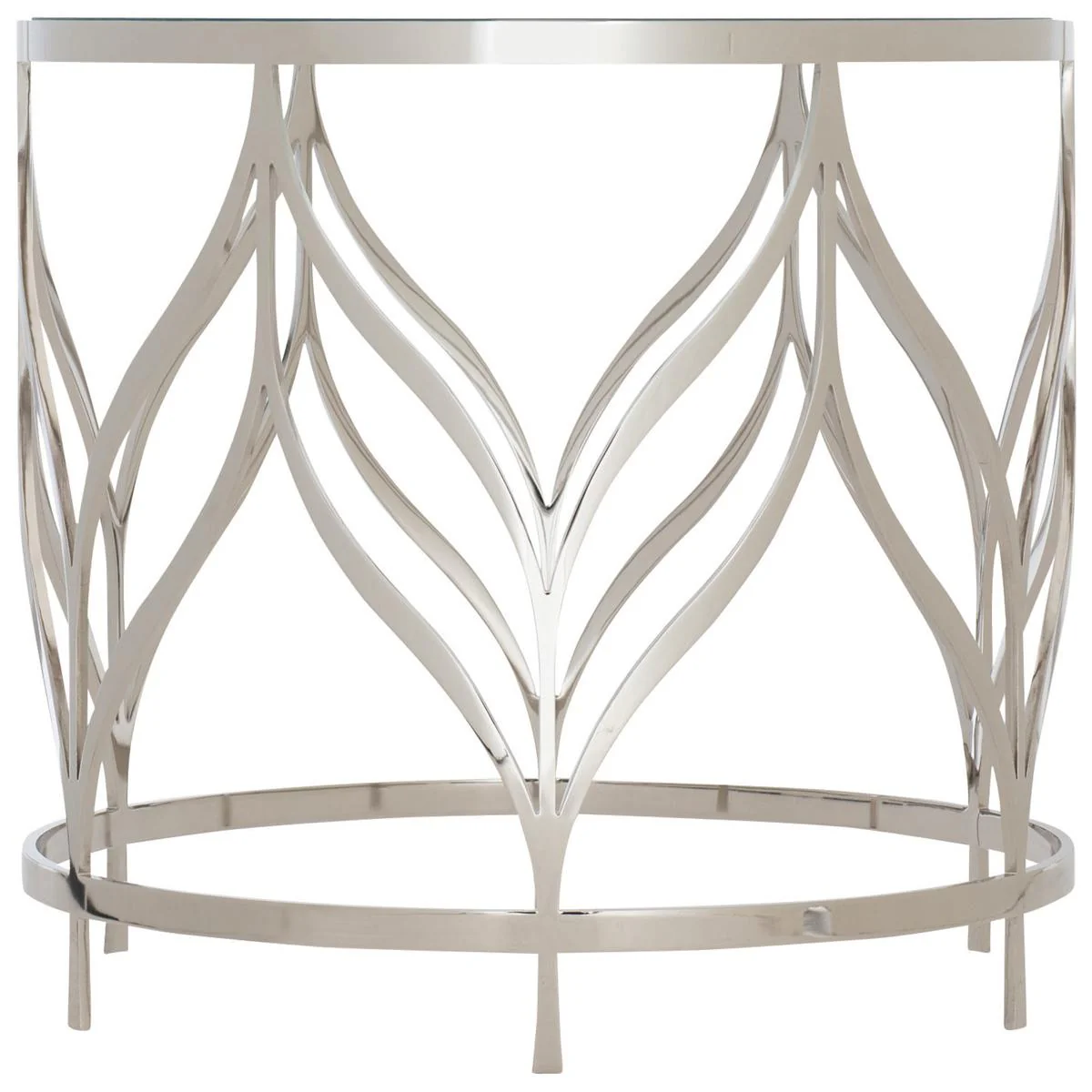 Bernhardt Calista Metal Round Accent Table in Silken Pearl 388-123