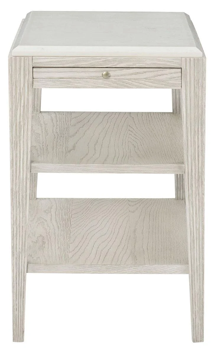 Bernhardt Domaine Blanc Stone Top End Table in Dove White 374124-124S