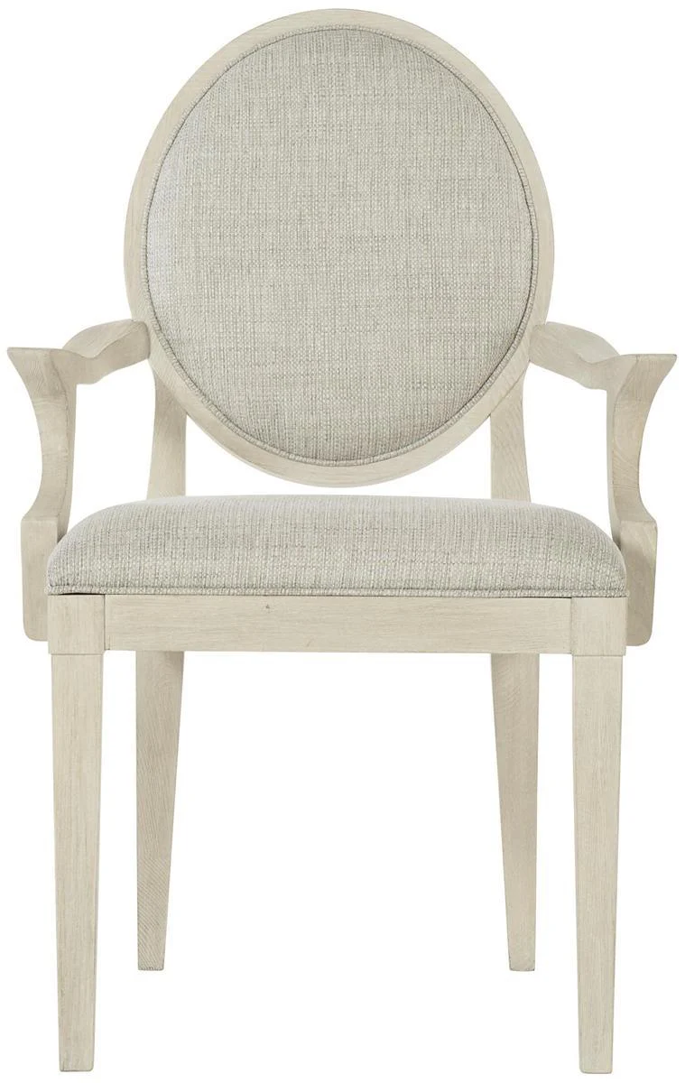 Bernhardt East Hampton Oval Back Arm Chair in Cerused Linen (Set of 2)