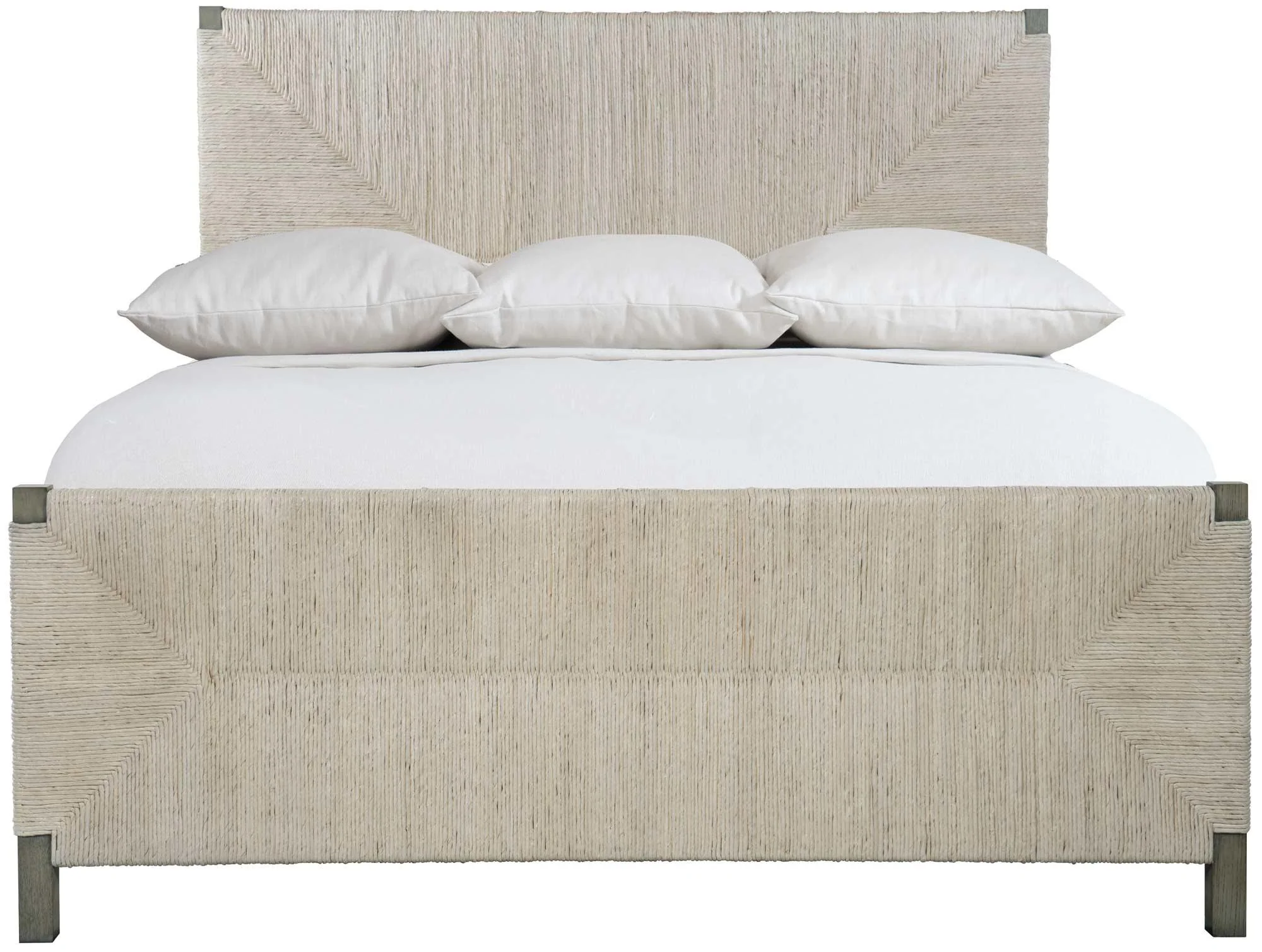 Bernhardt Interiors Alannis Woven King Panel Bed in Light Gray Wash