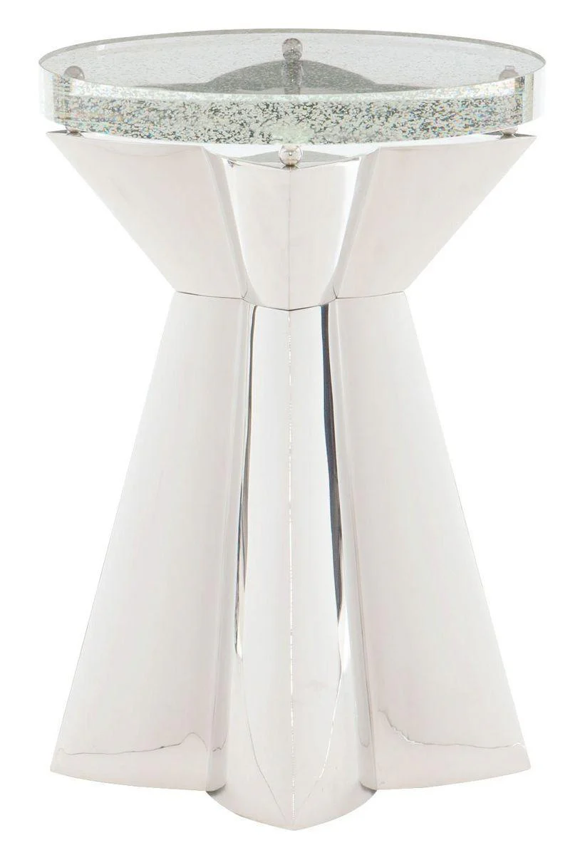 Bernhardt Interiors Anika Round Chairside Table in Stainless Steel 372-101