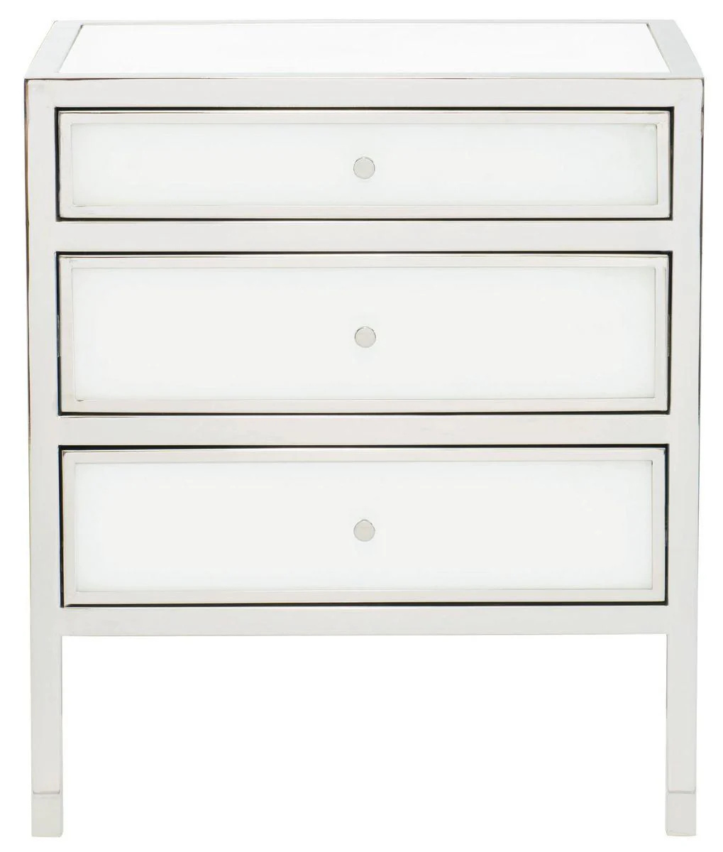 Bernhardt Interiors Argenta 3 Drawer Nightstand in Silver 375-214