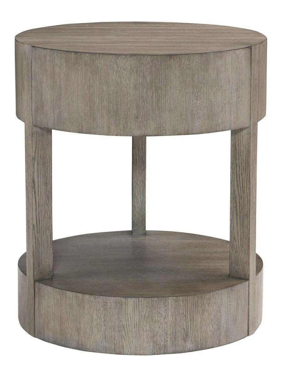 Bernhardt Interiors Calder Round Nightstand in Rustic Gray 369-212