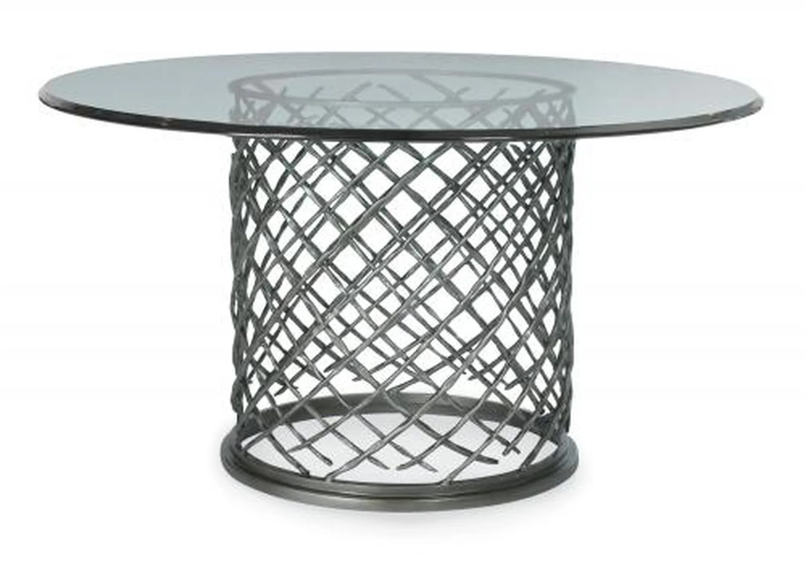 Bernhardt Interiors Hallam Metal Dining Table with Glass Top (54")