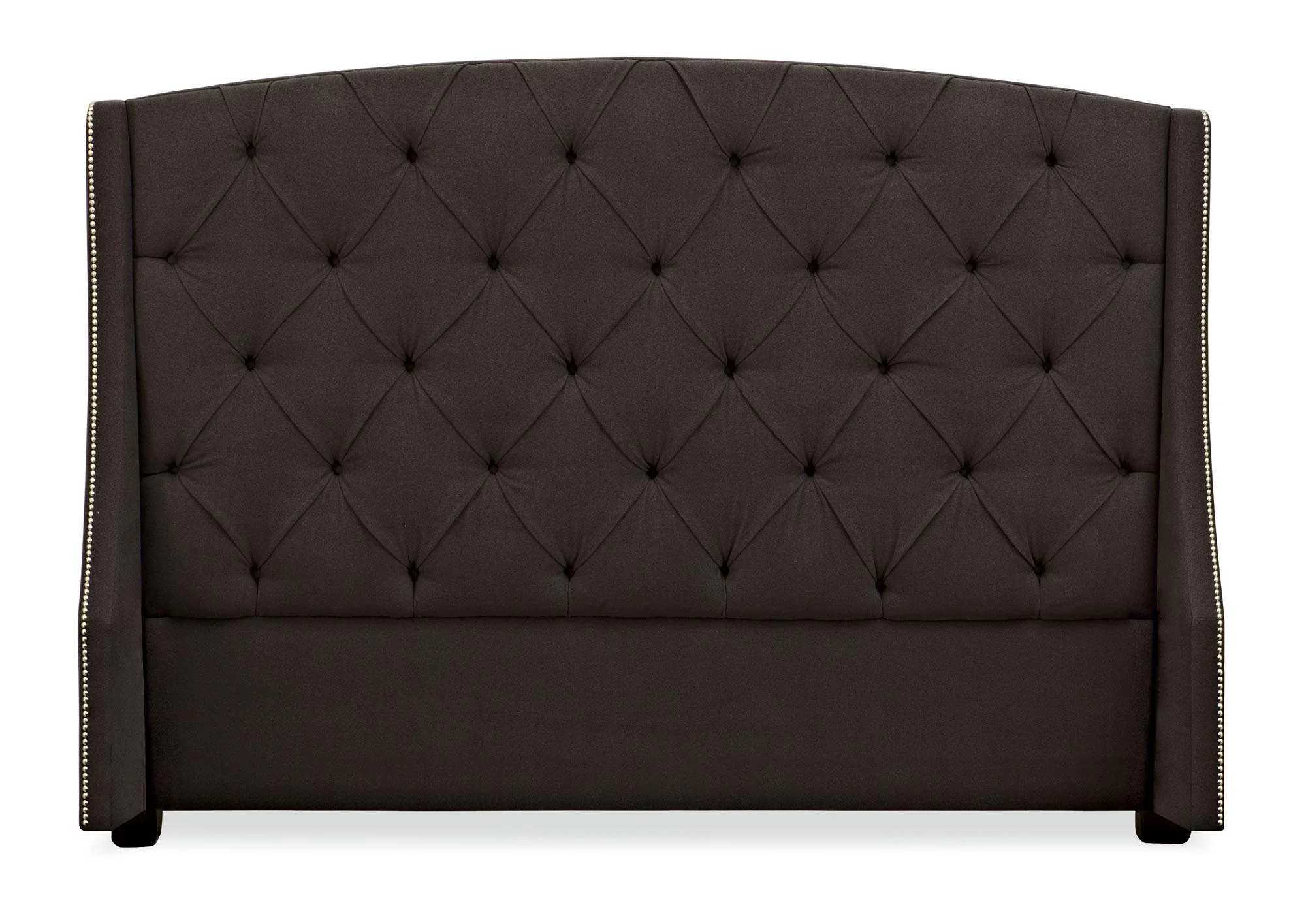 Bernhardt Interiors Jordan Button-Tufted Wing King Headboard w/Bed Frame in Espresso