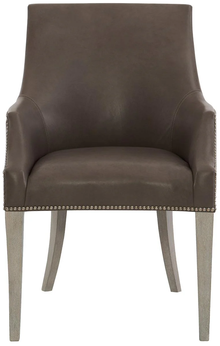 Bernhardt Interiors Leather Keeley Dining Chair in Weathered Greige (Set of 2) 348-42WL