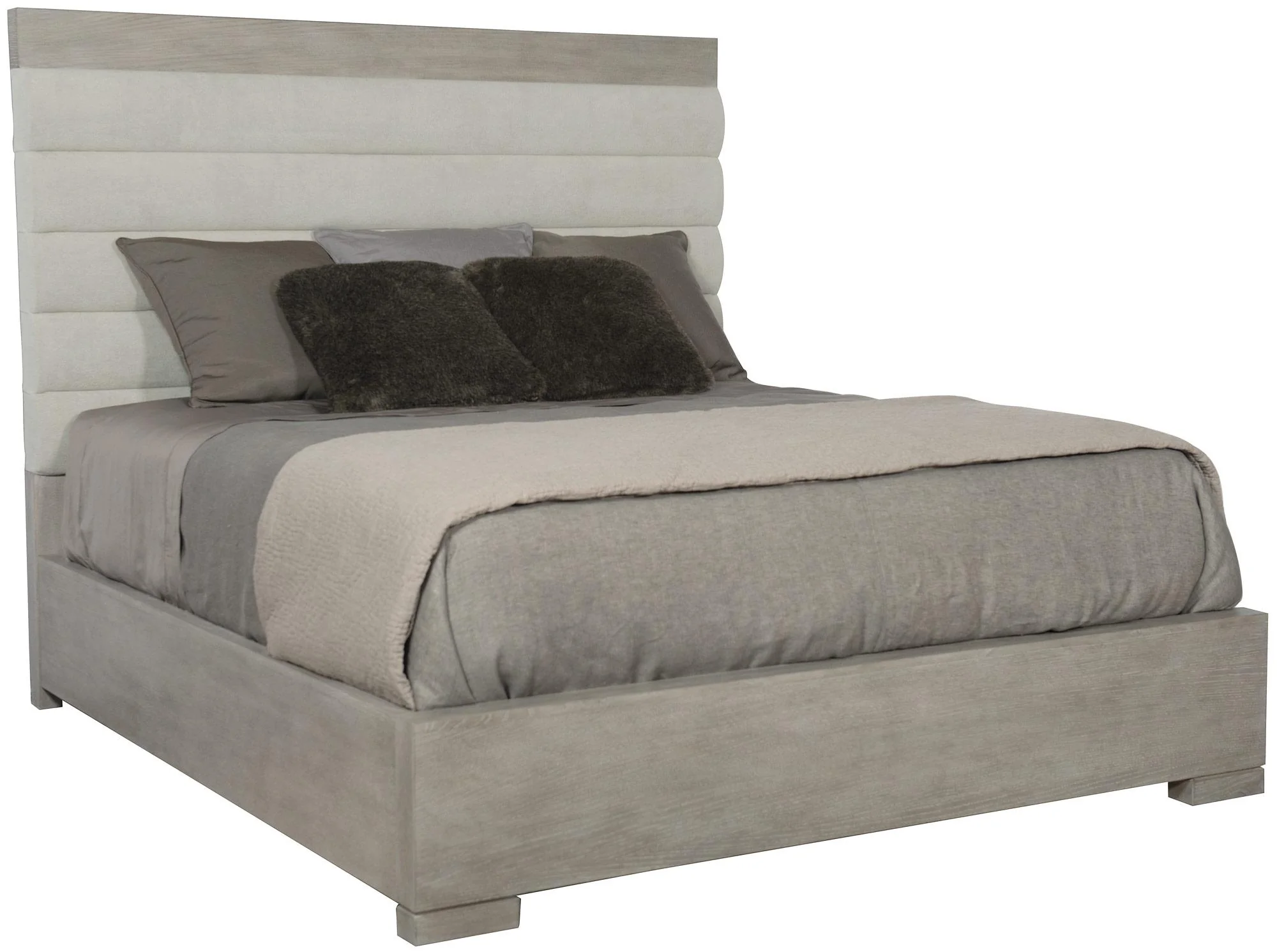 Bernhardt Linea King Upholstered Channel Bed in Cerused Griege