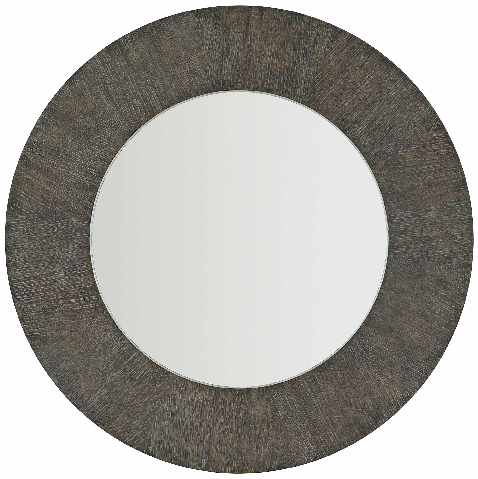 Bernhardt Linea Round Mirror in Cerused Charcoal 384-333B