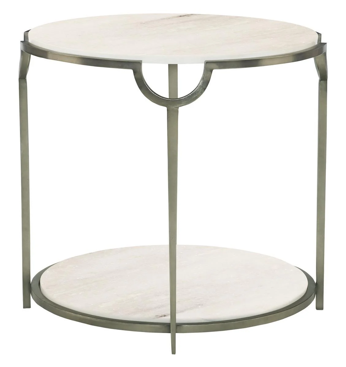 Bernhardt Morello Metal Round End Table in Nickel 469-123