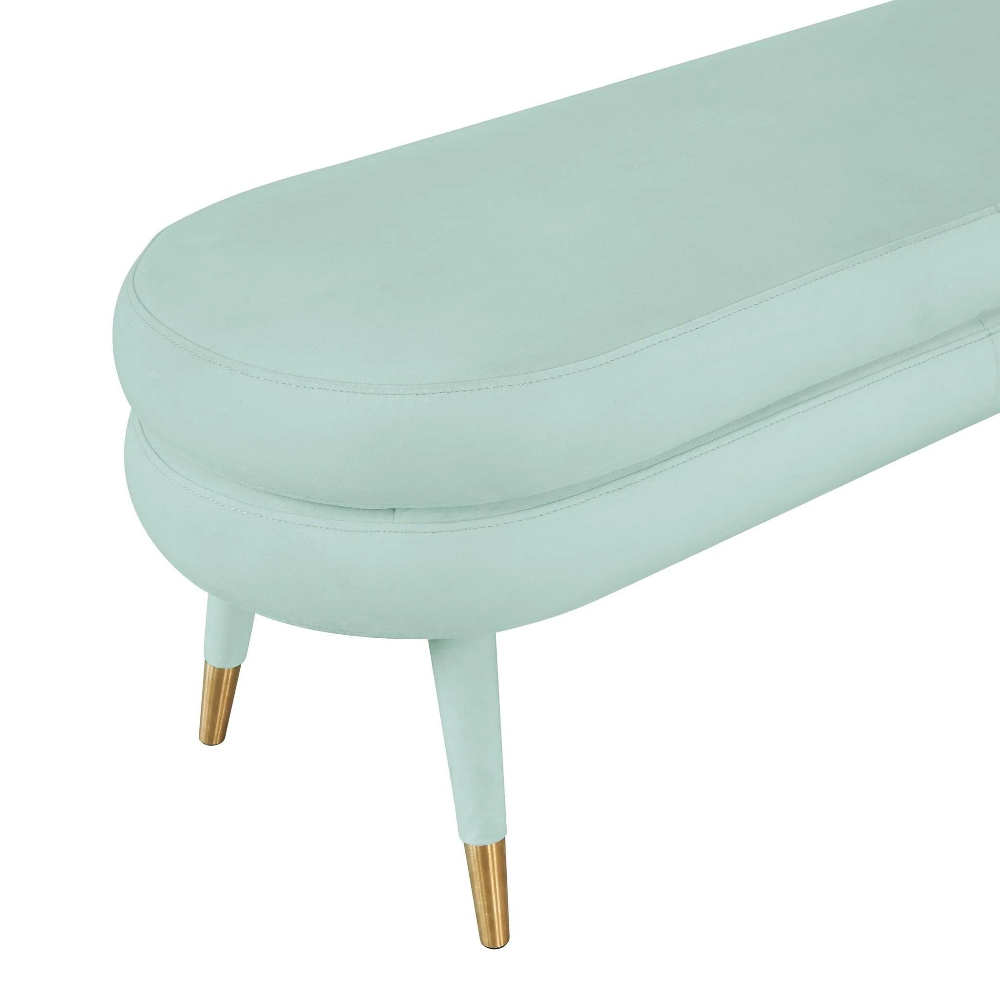 Betty Sea Foam Green Velvet Bench - Image 4