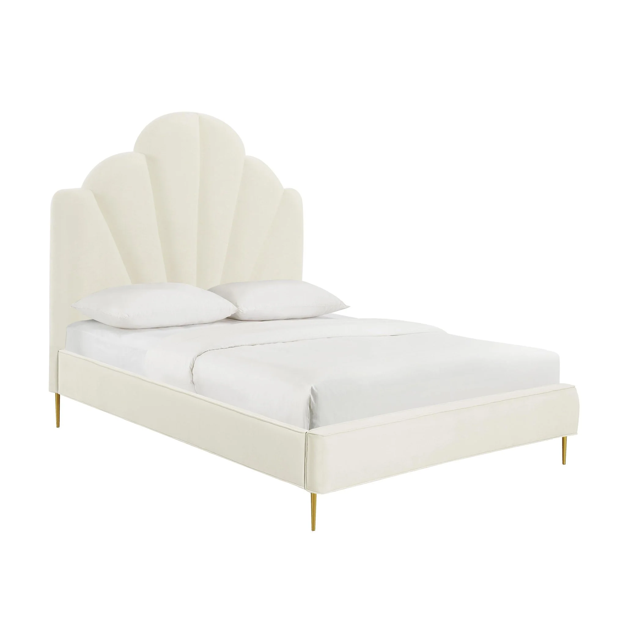Bianca Cream Velvet Bed in Full