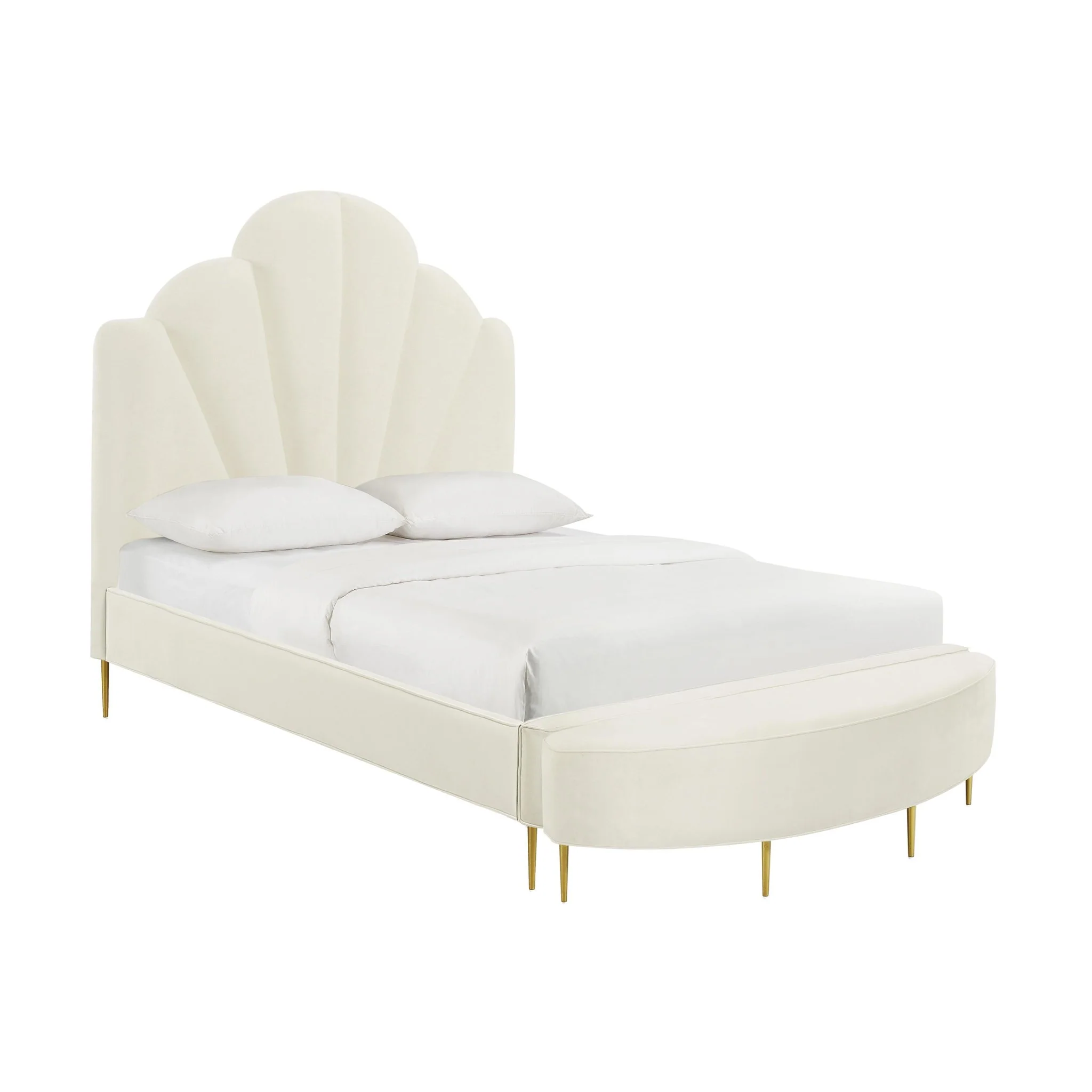 Bianca Cream Velvet Bed in Full - Image 6