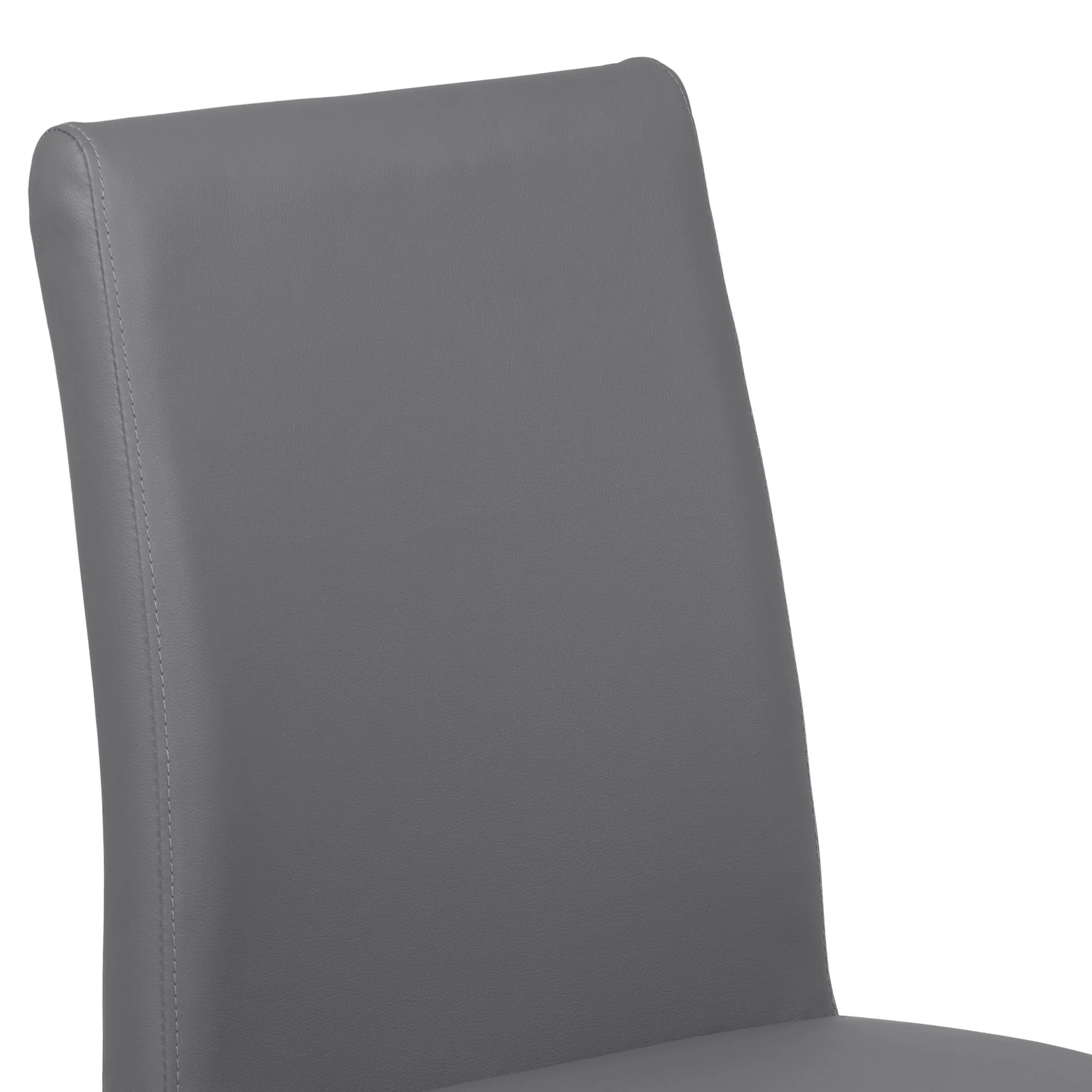 Blanca Contemporary Dining Chair in Gray Faux Leather with Brushed Stainless Steel Finish - Set of 2 - Image 4
