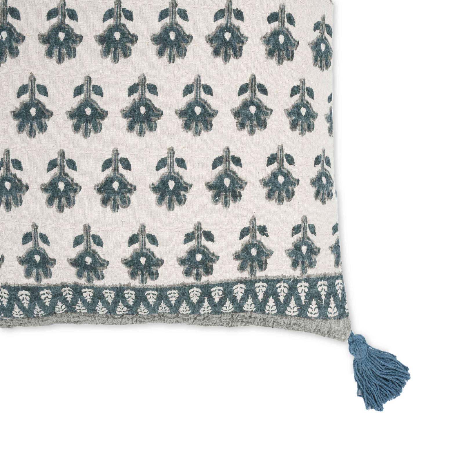 Blossom Printed Cotton Tassel 20 Inch Accent Cushion - Image 12