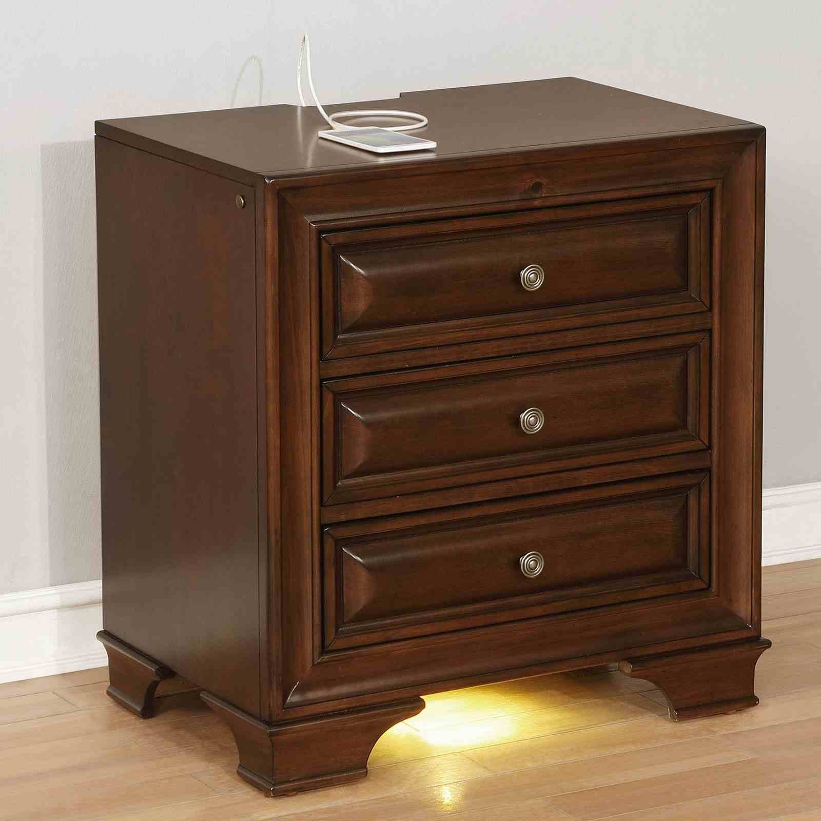 Brandt Nightstand w/ USB, Brown Cherry