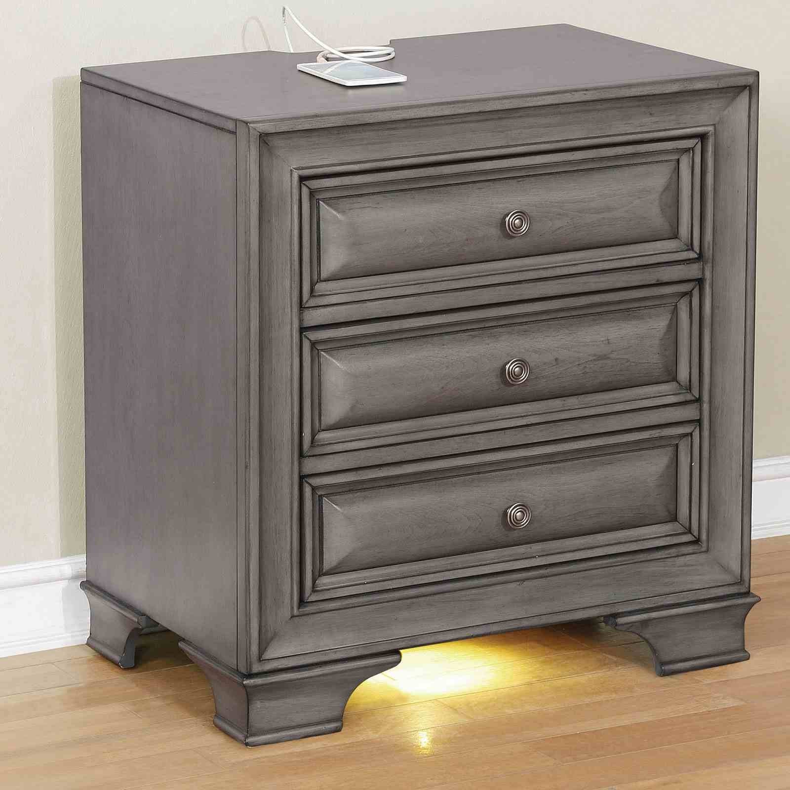 Brandt Nightstand w/ USB, Gray