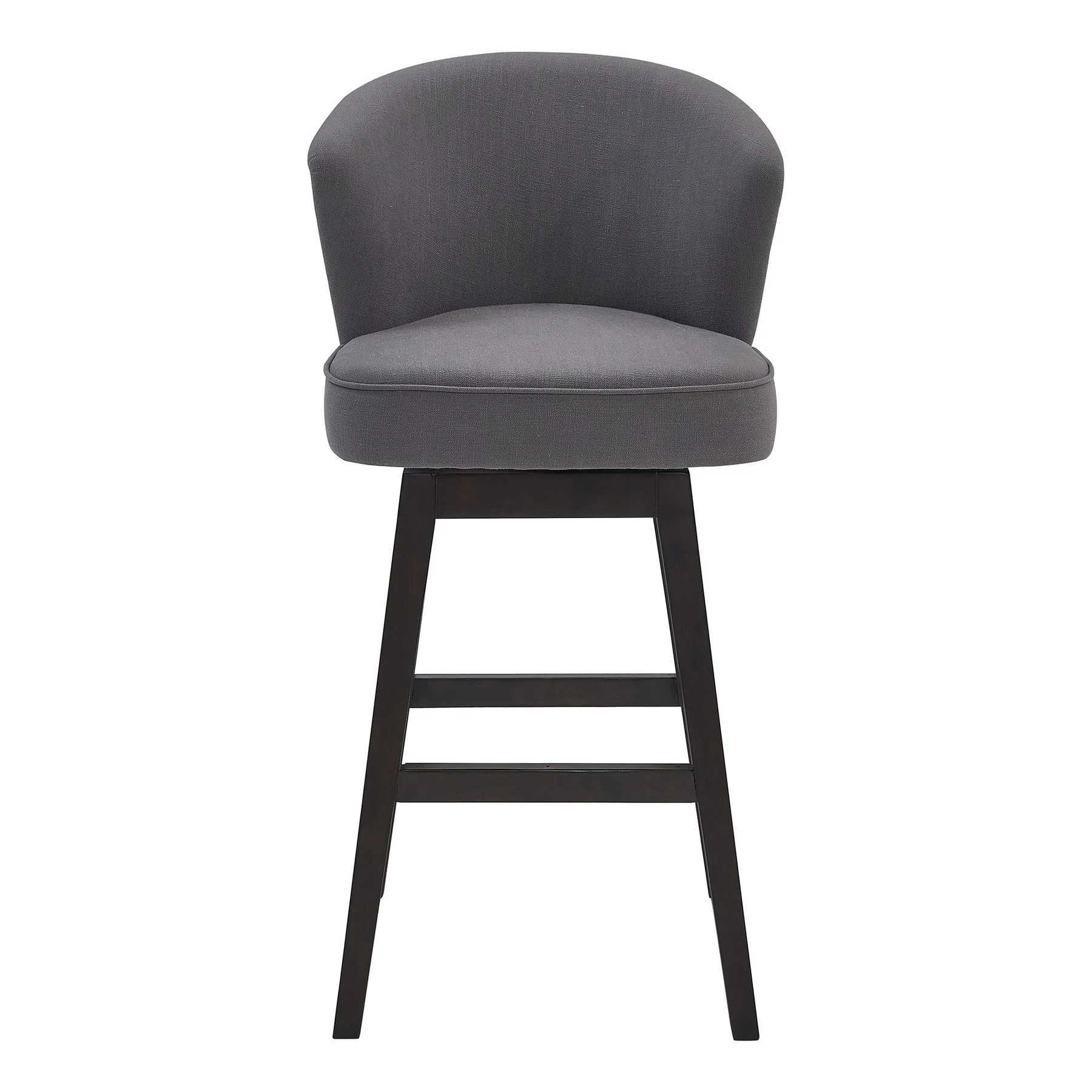 Brandy 26" Counter Height Swivel Gray Fabric and Espresso Wood Bar Stool - Image 2