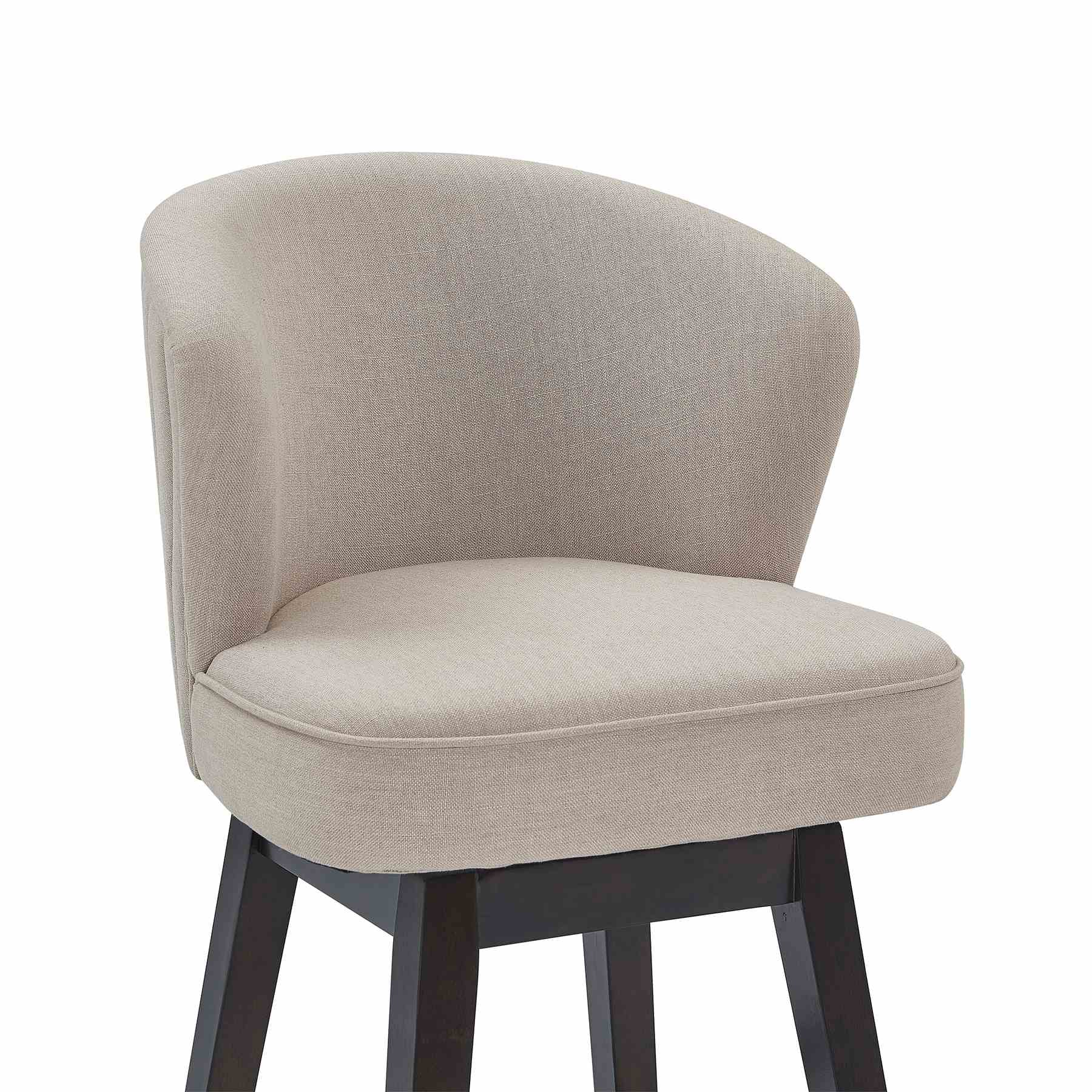 Brandy 26" Counter Height Swivel Tan Fabric and Espresso Wood Bar Stool - Image 4
