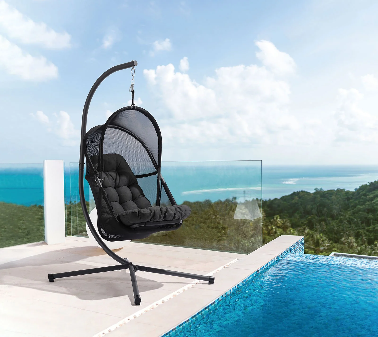 Breeze Swing Chair w/ Stand, Black - Image 2