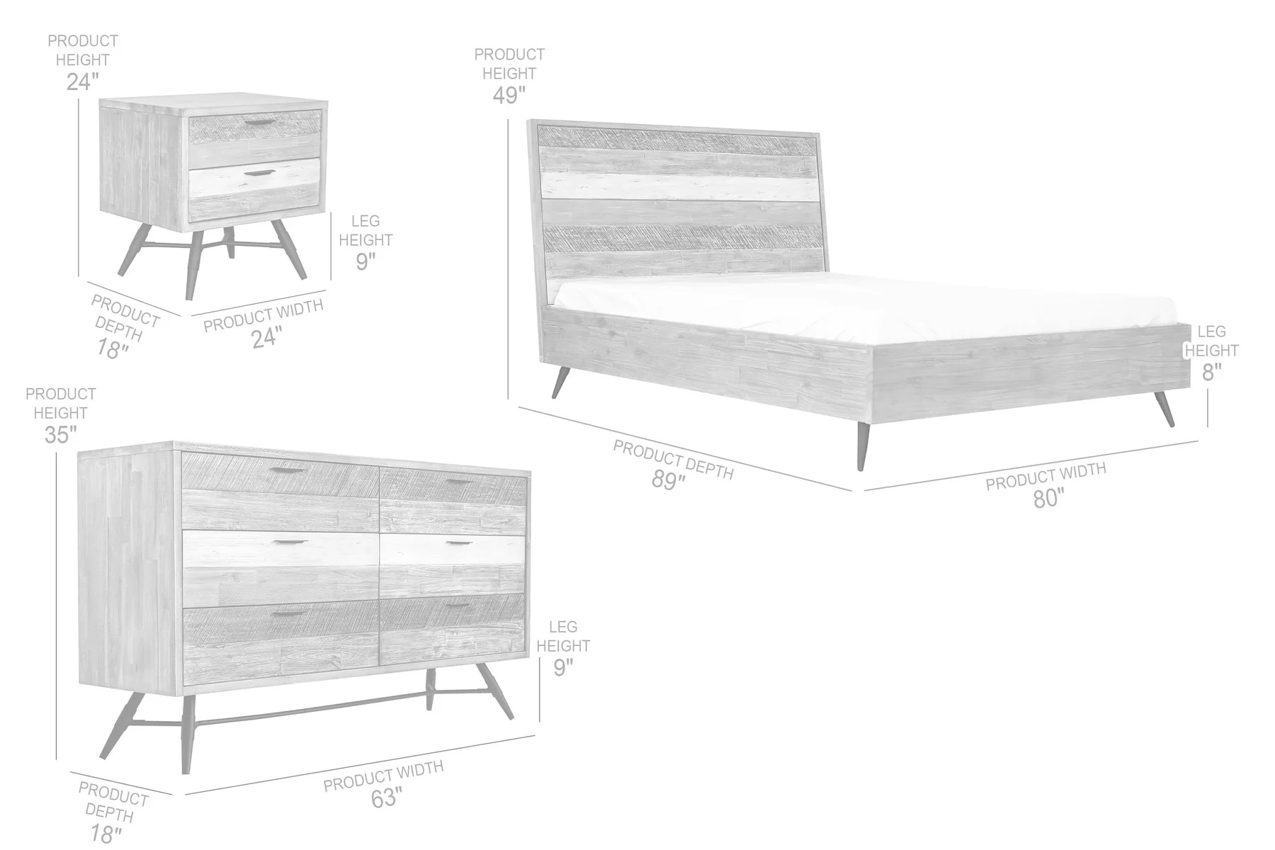 Bridges 4 Piece King Bedroom Set in Two-Tone Acacia Wood - Image 10