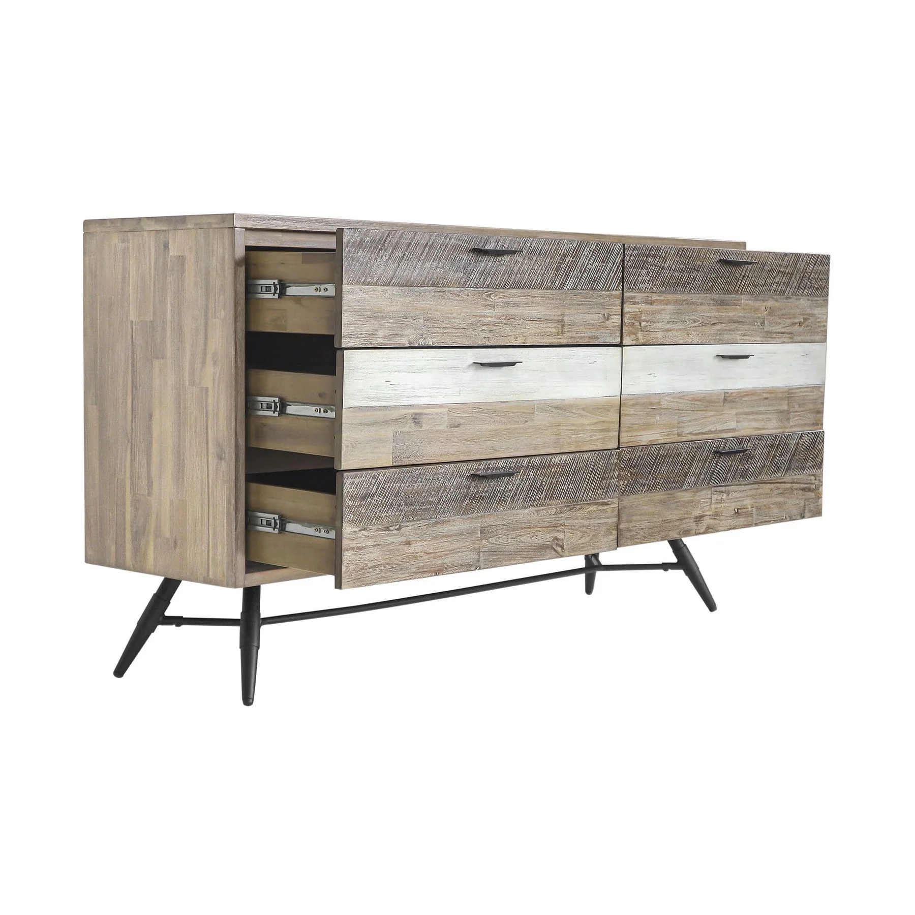 Bridges 6 Drawer Dresser in Two Tone Acacia Wood - Image 3
