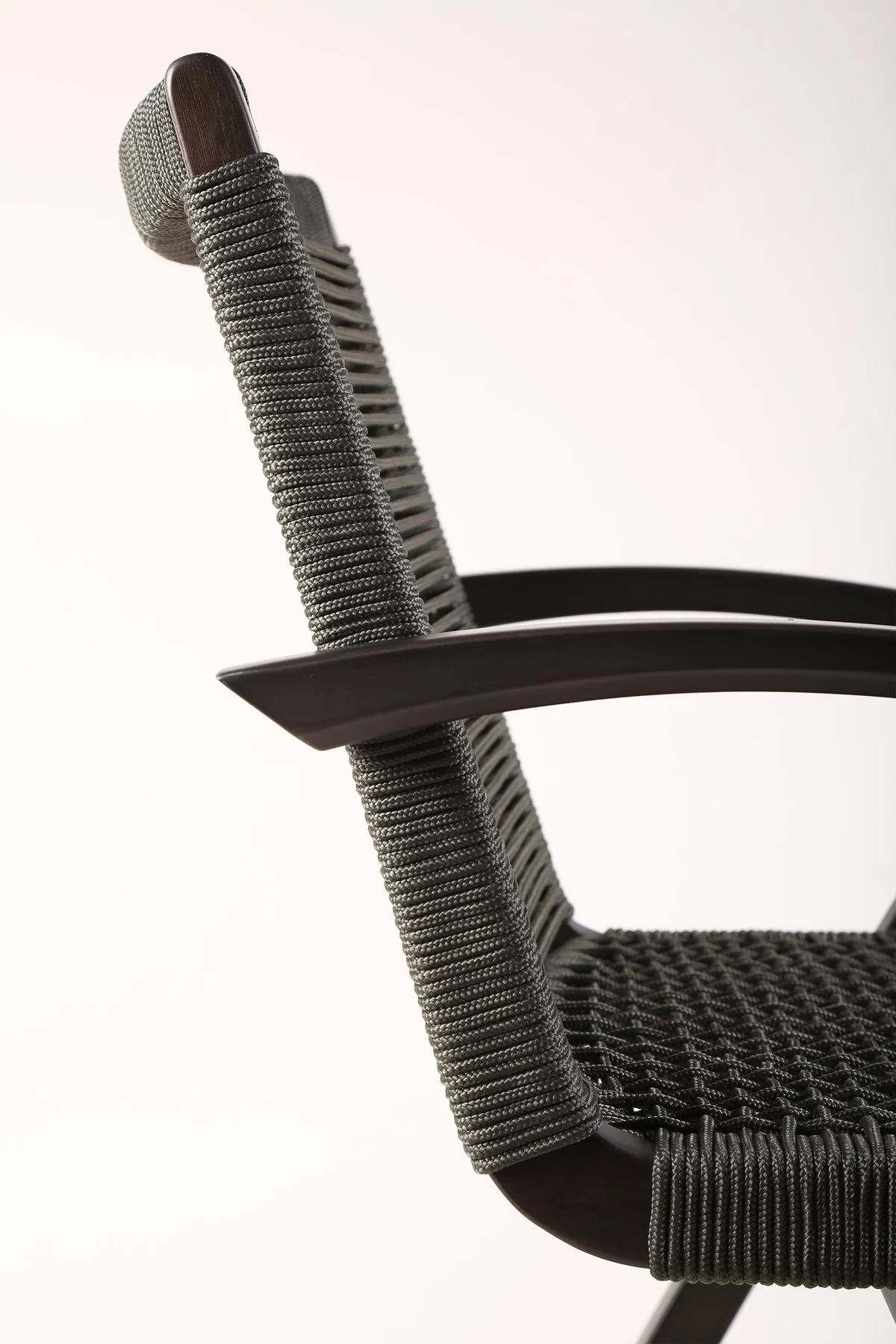 Brielle Outdoor Dark Eucalyptus Wood and Gray Rope Bar Height Stool - Image 8