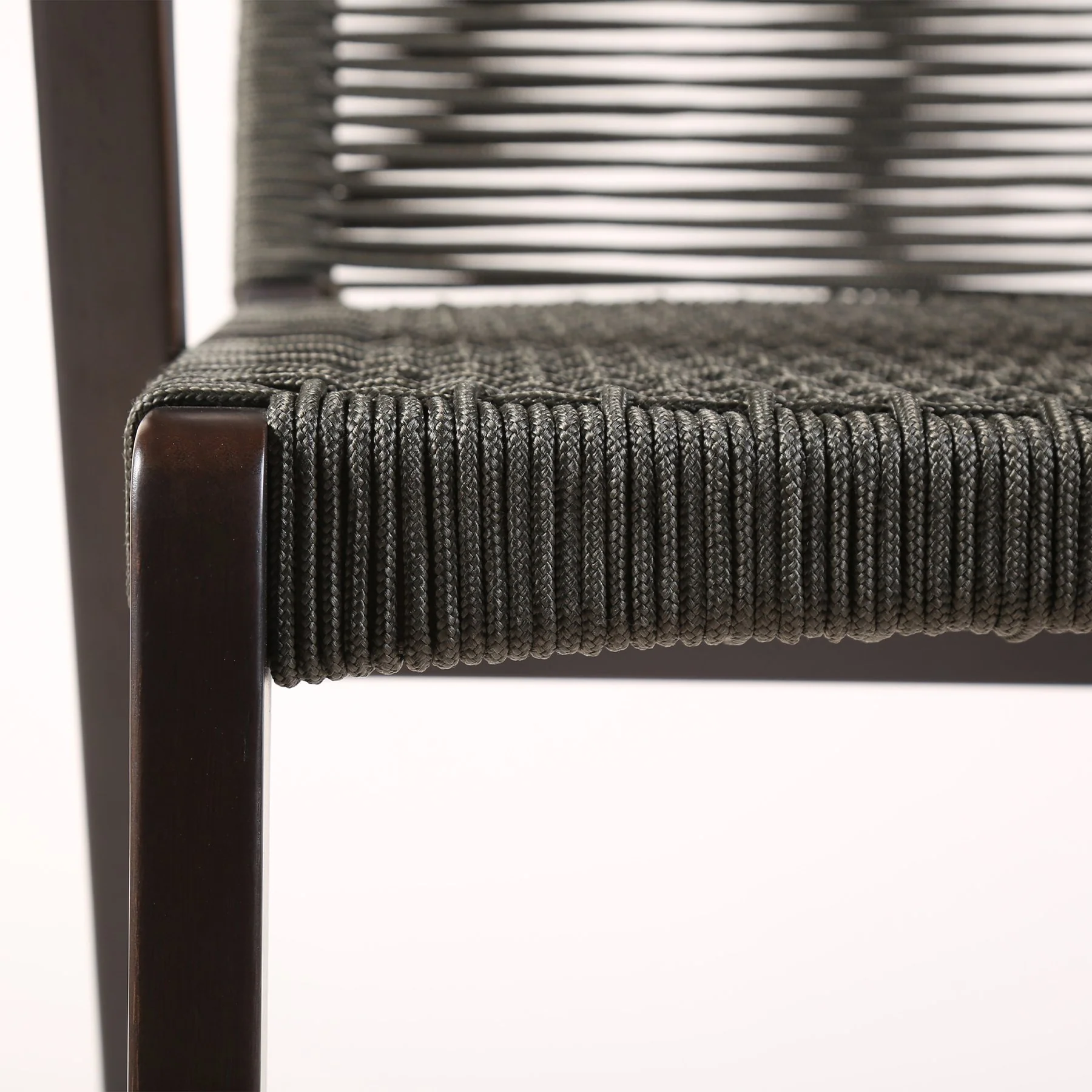 Brielle Outdoor Dark Eucalyptus Wood and Gray Rope Counter Height Stool - Image 6