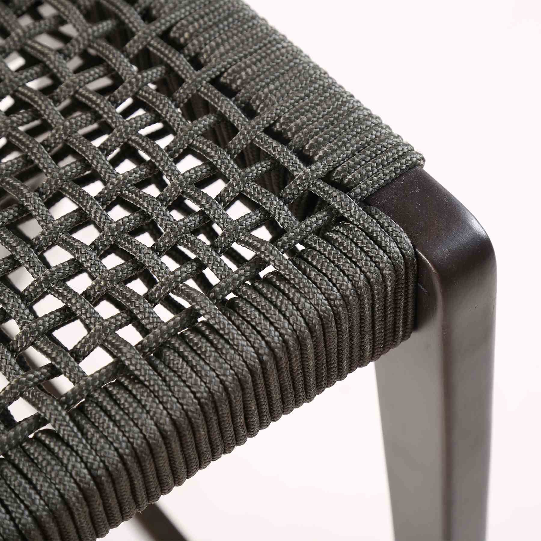 Brielle Outdoor Dark Eucalyptus Wood and Gray Rope Counter Height Stool - Image 7