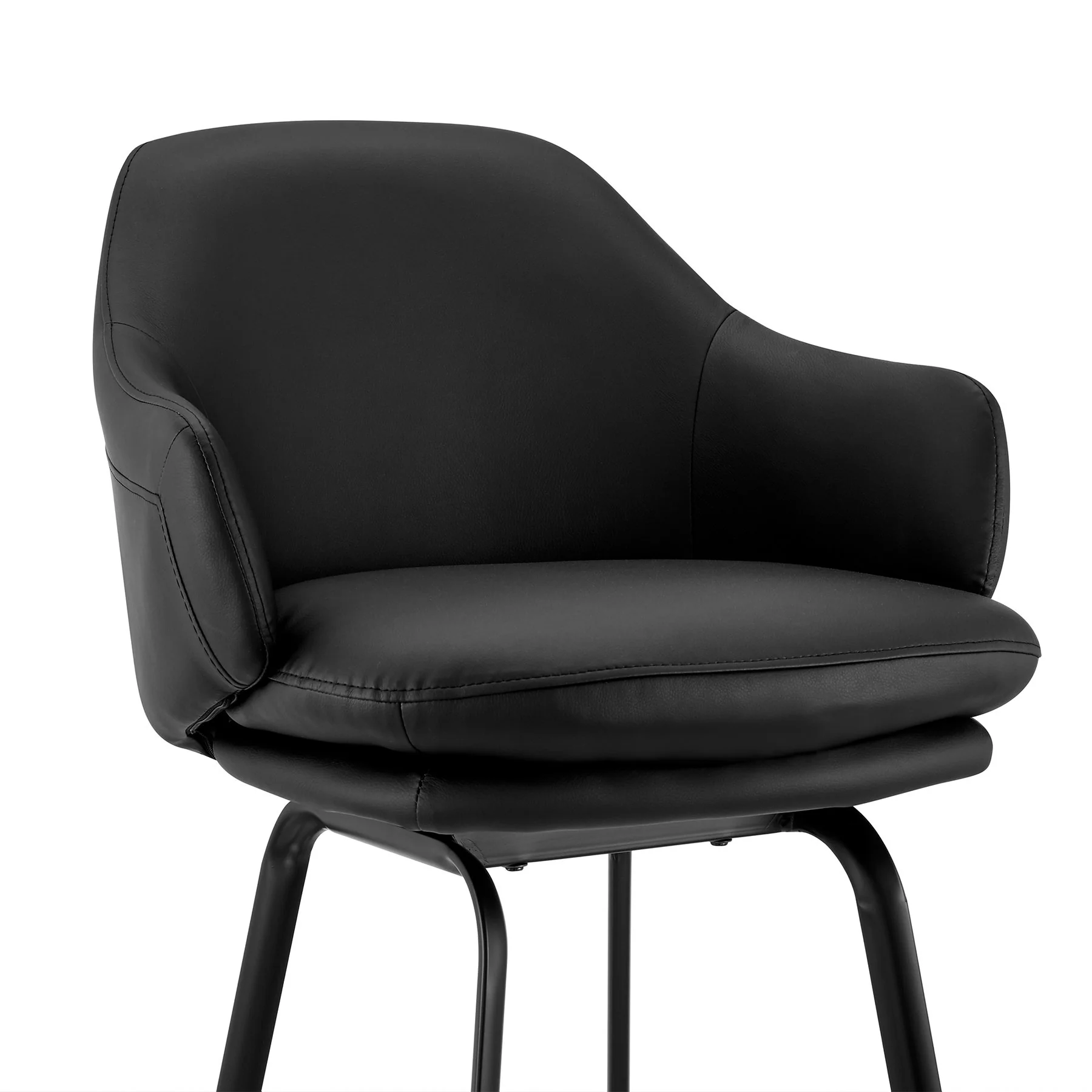 Brigden Black Faux Leather and Black Metal Swivel 30" Bar Stool - Image 6