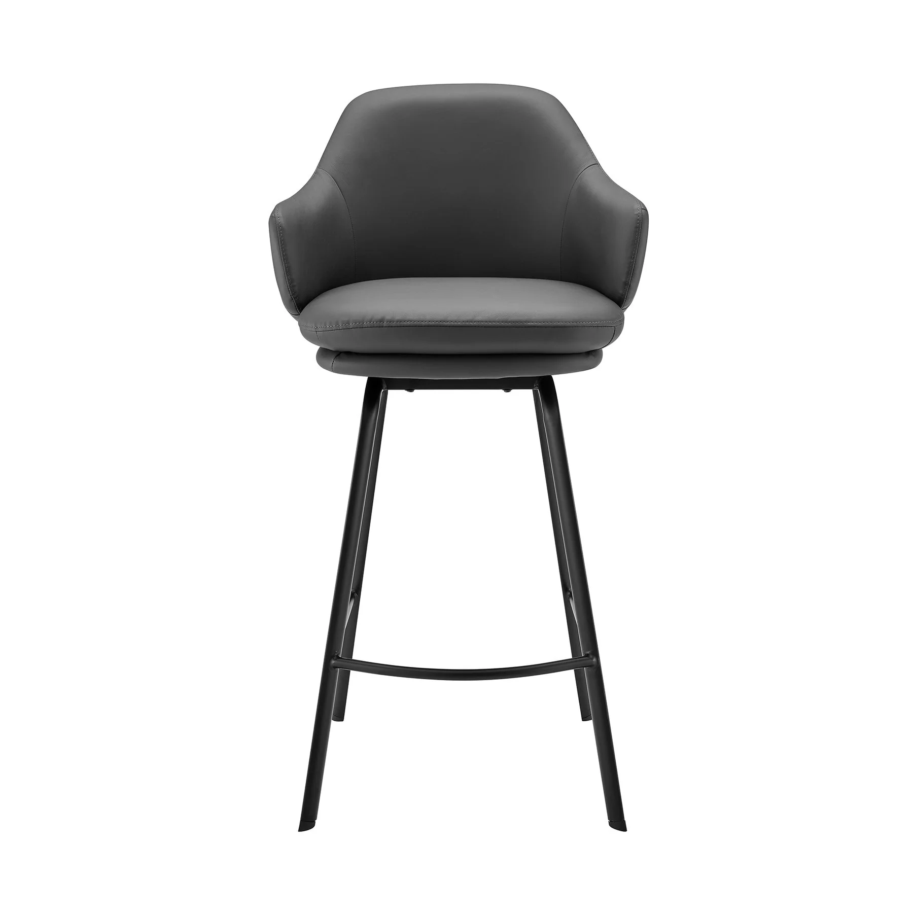 Brigden Gray Faux Leather and Black Metal Swivel 26" Counter Stool - Image 2