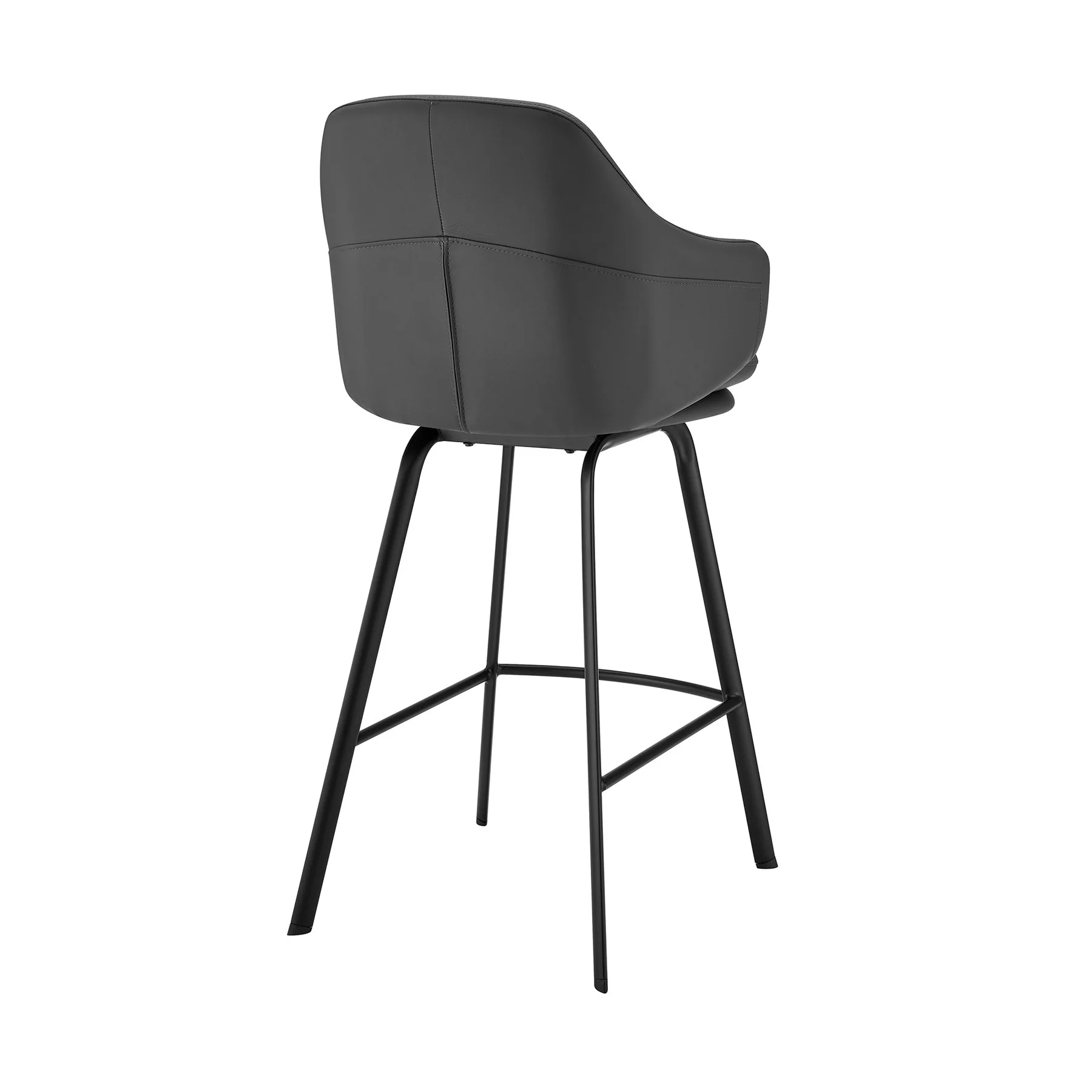 Brigden Gray Faux Leather and Black Metal Swivel 30" Bar Stool - Image 4