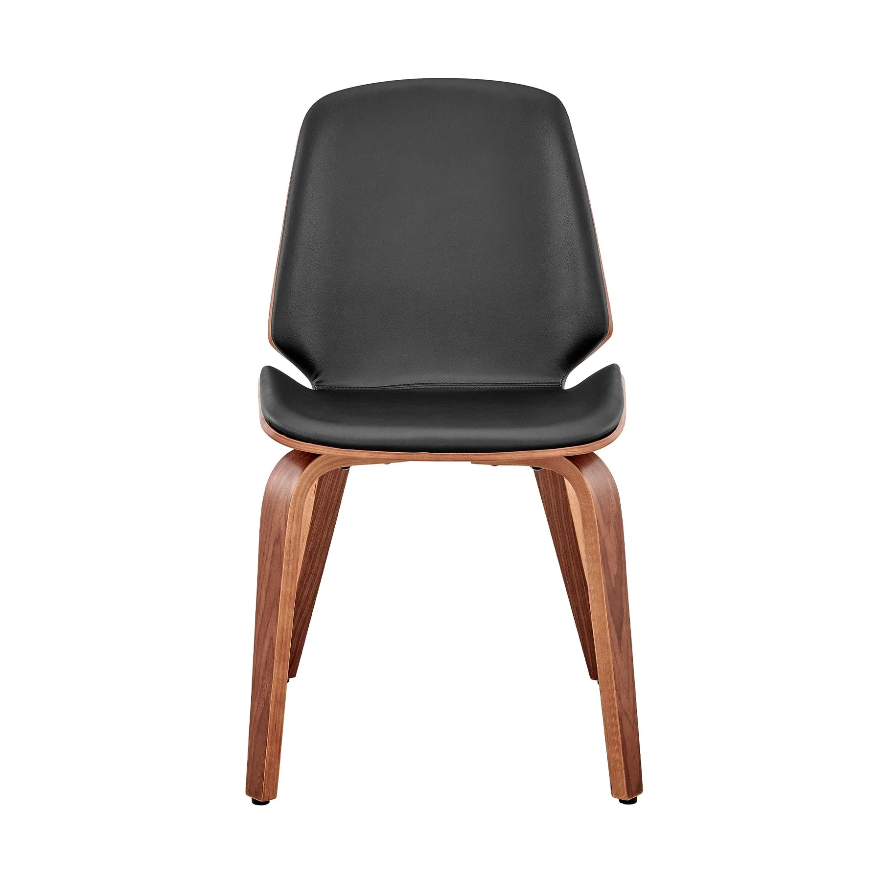 Brinley Black Faux Leather and Walnut Wood Dining Room Accent Chair - Image 2