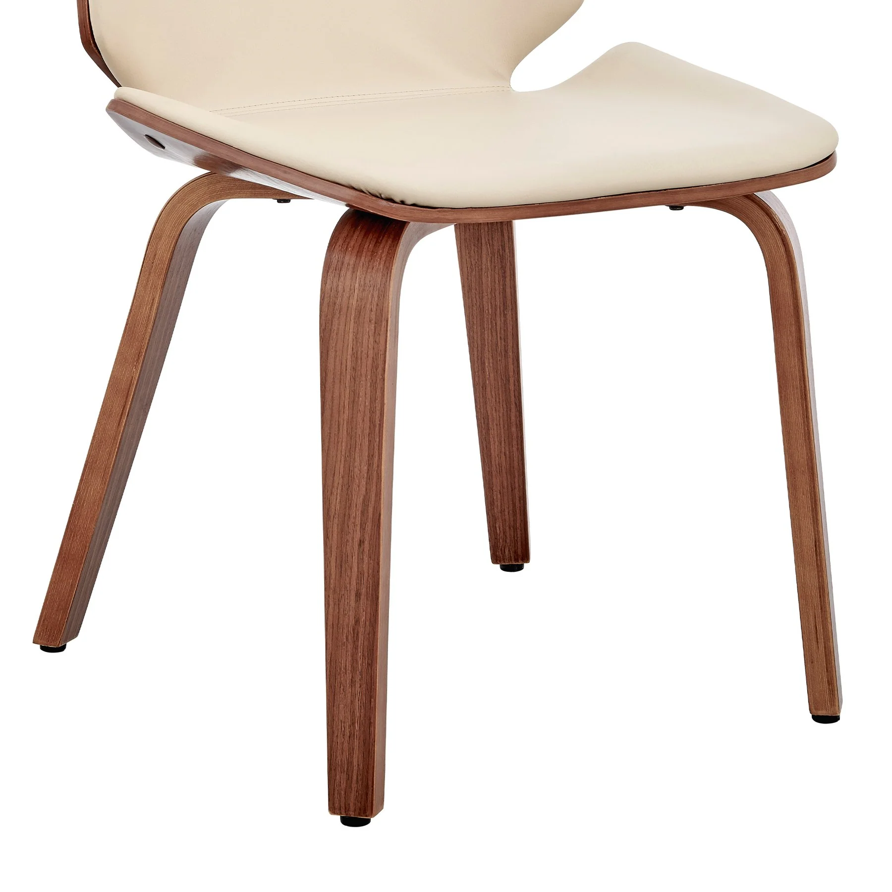 Brinley Cream Faux Leather and Walnut Wood Dining Room Accent Chair - Image 8