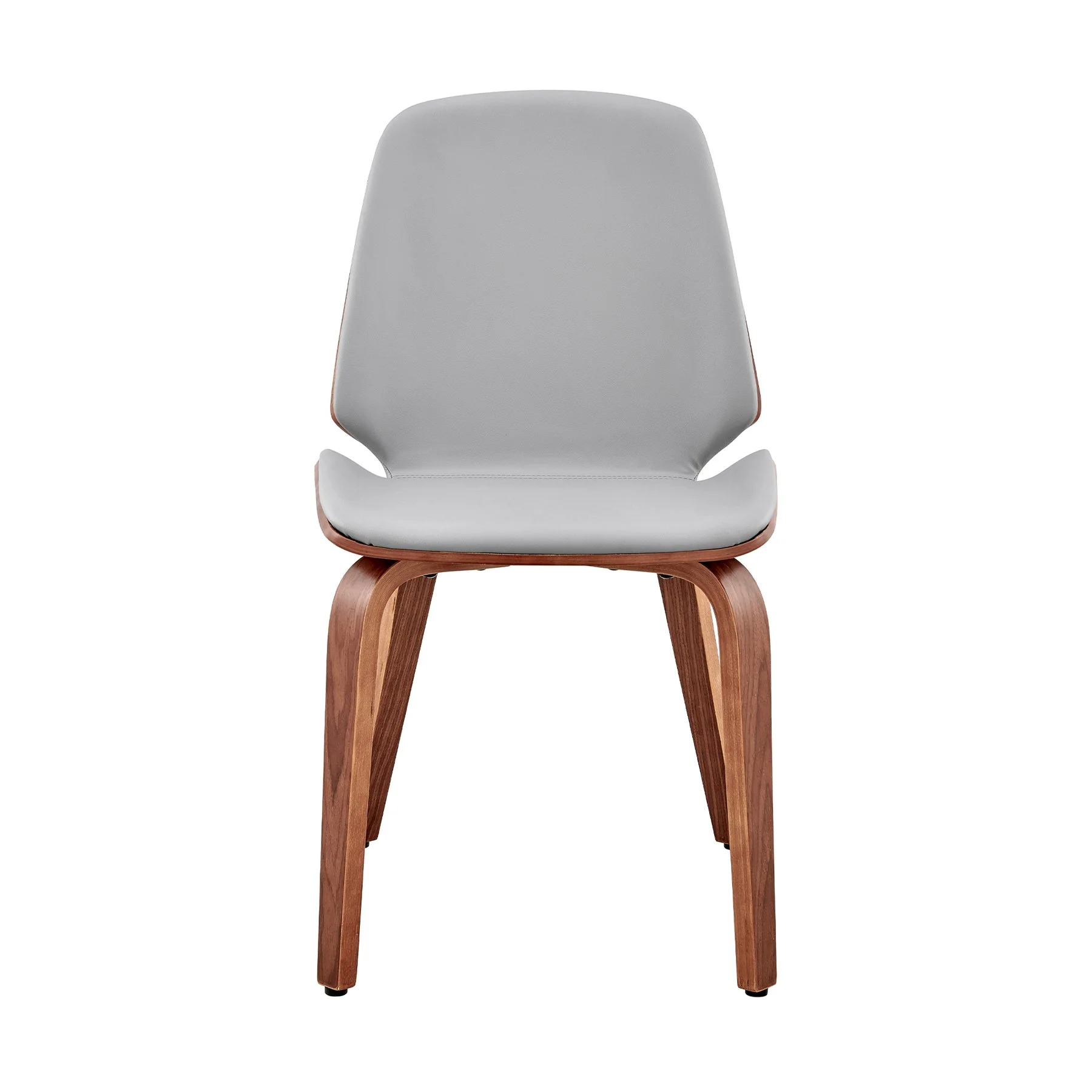 Brinley Gray Faux Leather and Walnut Wood Dining Room Accent Chair - Image 2