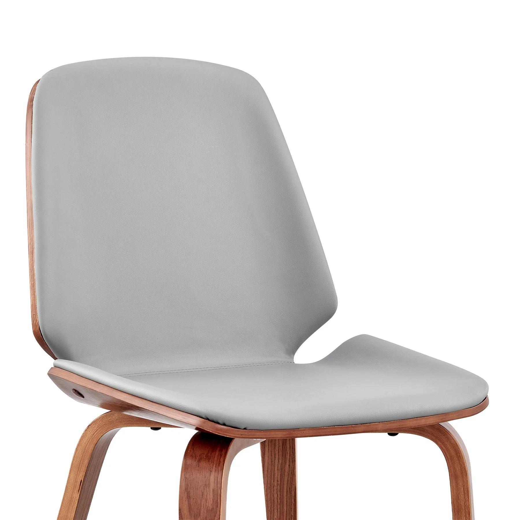 Brinley Gray Faux Leather and Walnut Wood Dining Room Accent Chair - Image 6