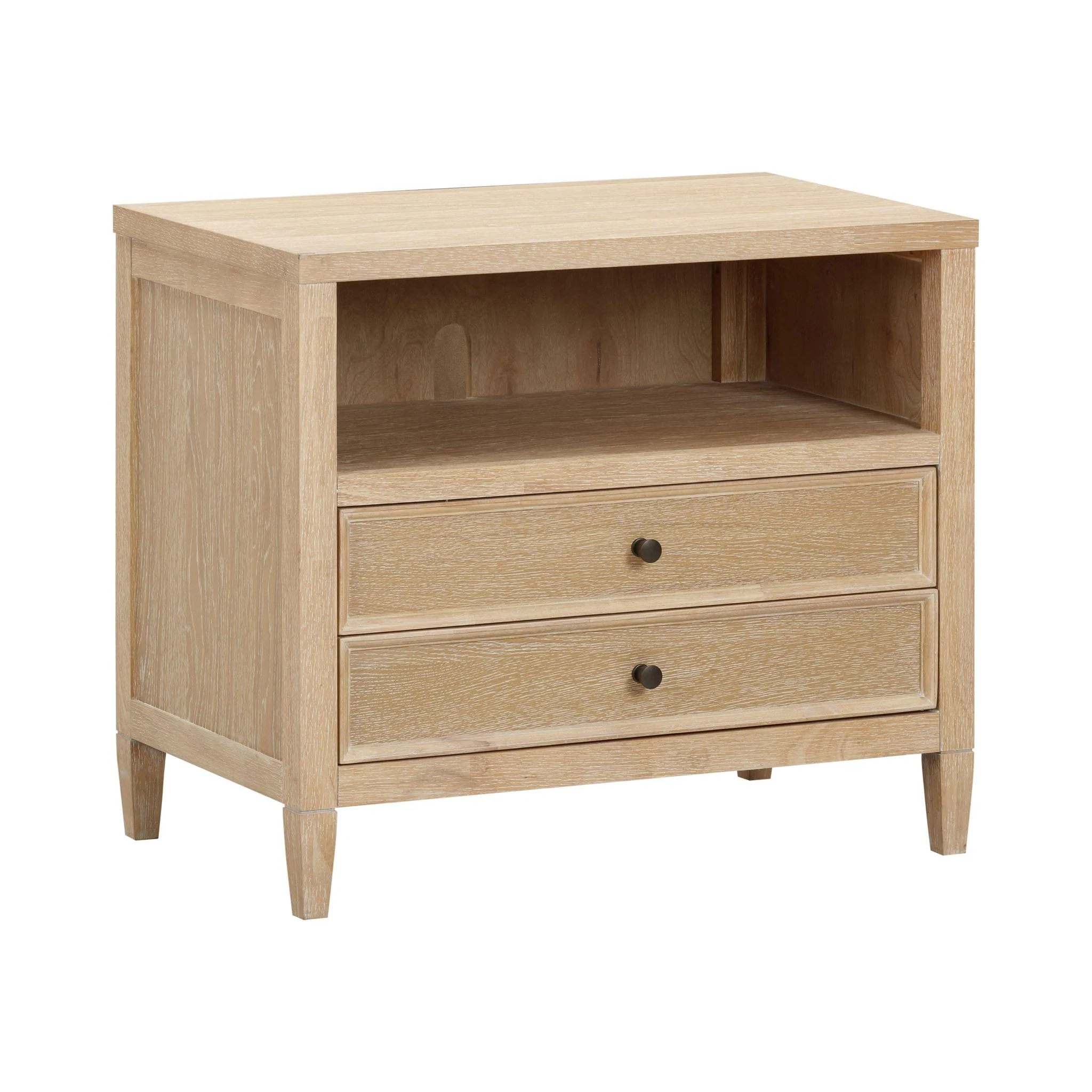 Bristol Park Whitewashed Oak Wood Nightstand - Image 4