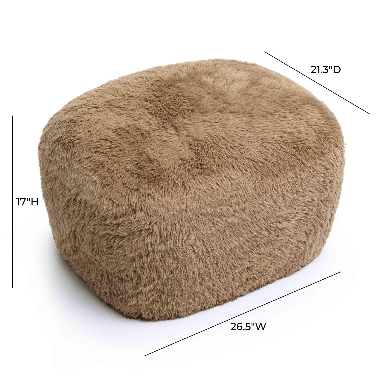 Britt Dark Taupe Vegan Shearling Ottoman - Image 5
