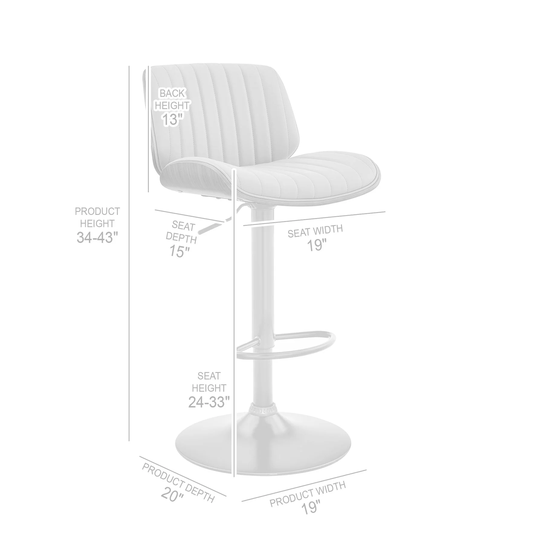 Brock Adjustable Black Faux Leather and Walnut Wood Bar Stool with Black Base - Image 10