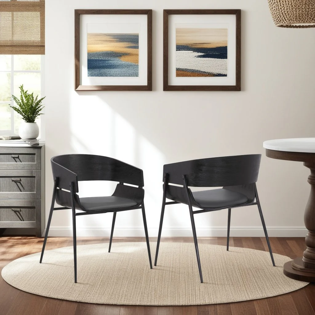 Bronte Wood and Metal Contemporary Dining Room Chairs Set of 2 - Image 6