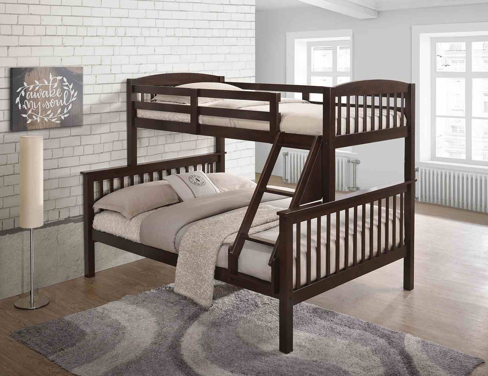 Brookings Twin/Full Bunk Bed w/ Mattresses, Dark Cherry