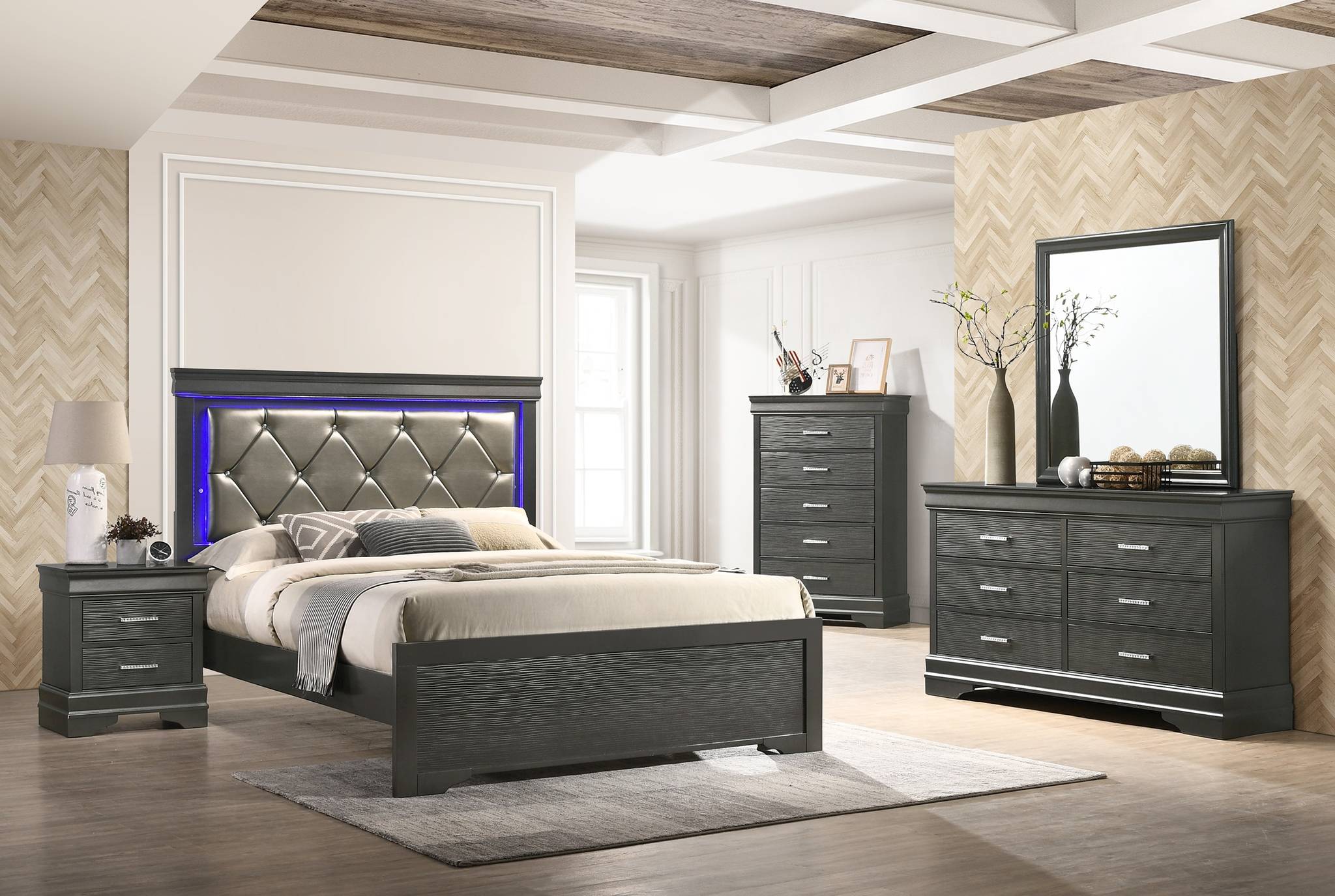 Brooklyn Queen 5 Bedroom Set Gray