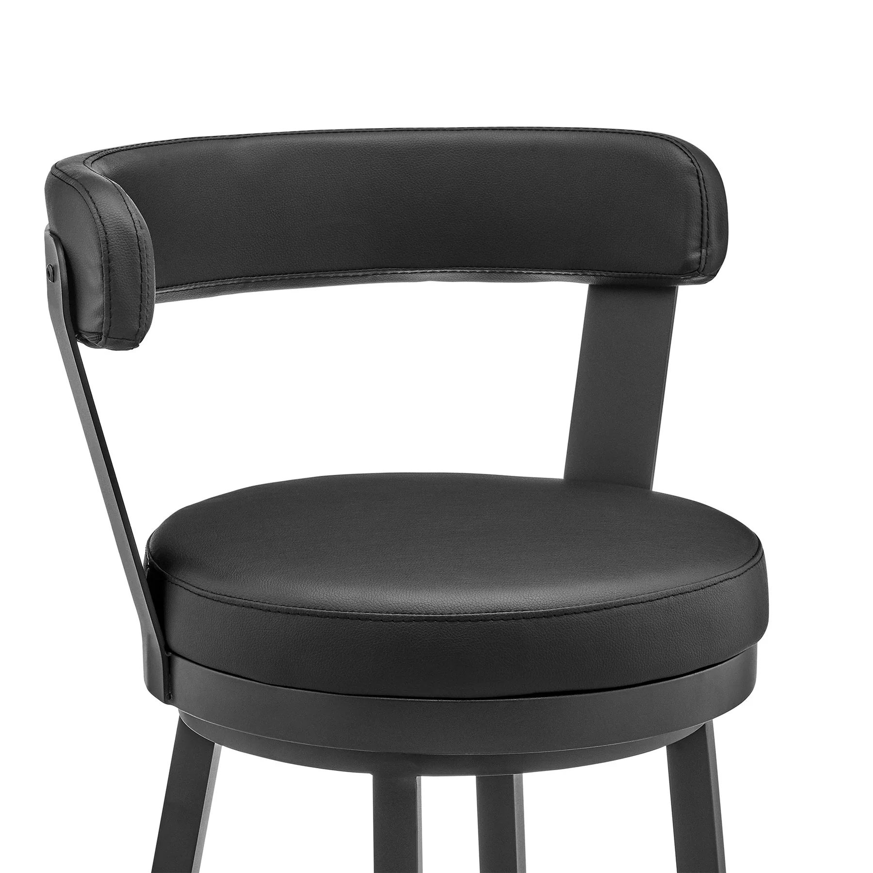 Bryant 26" Counter Height Swivel Bar Stool in Black Finish and Black Faux Leather - Image 6