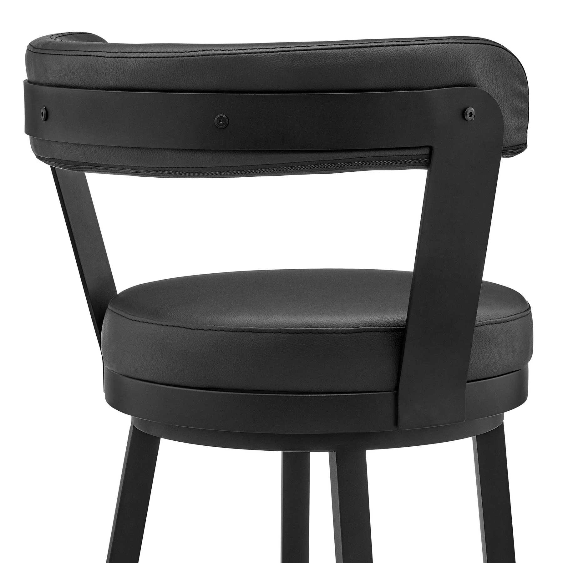 Bryant 26" Counter Height Swivel Bar Stool in Black Finish and Black Faux Leather - Image 7