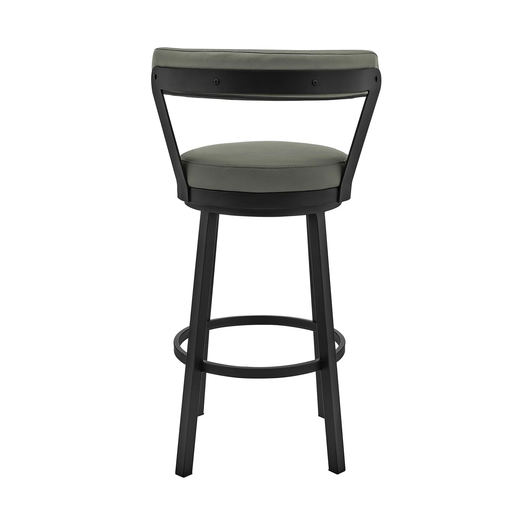 Bryant 26" Counter Height Swivel Bar Stool in Black Finish and Gray Faux Leather - Image 5