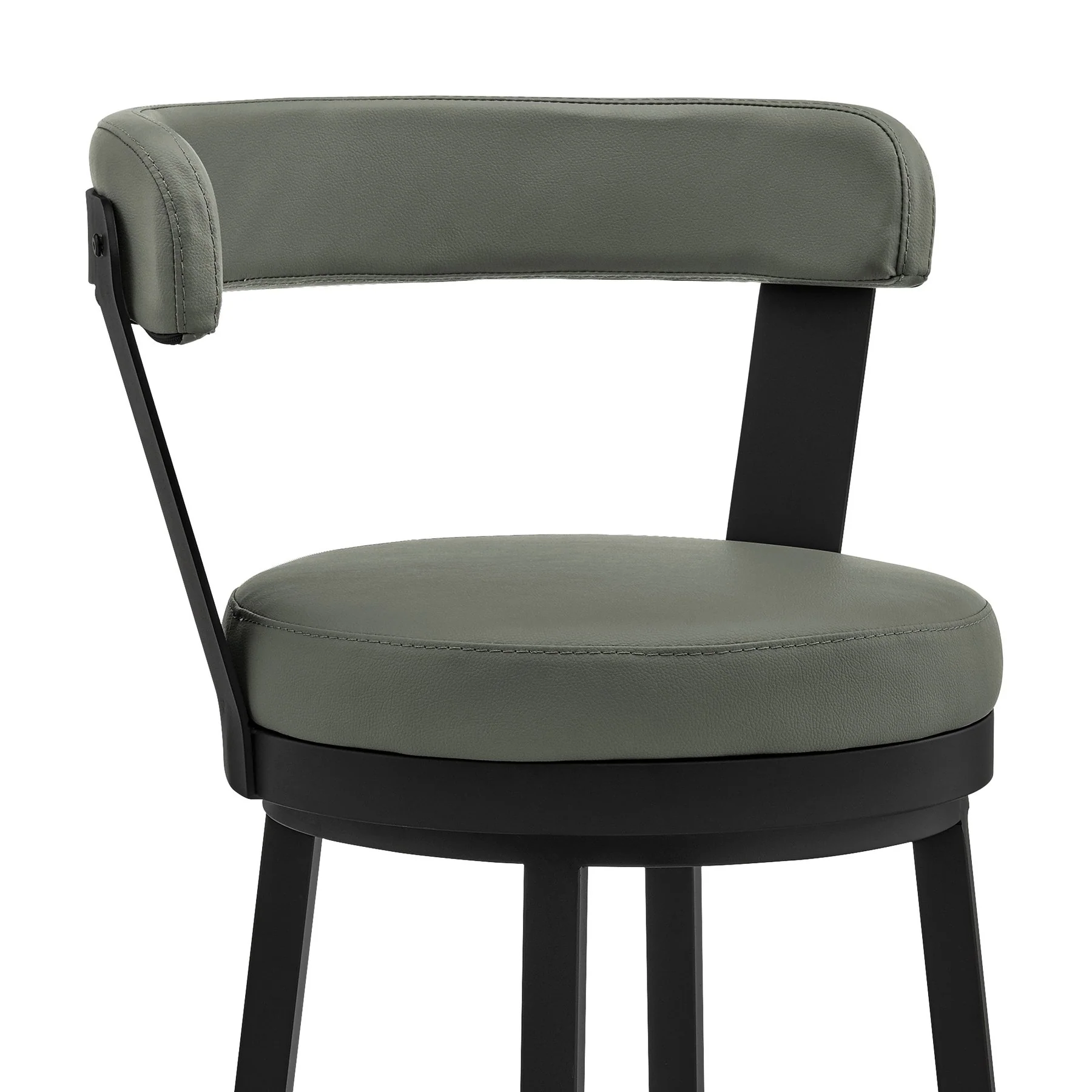 Bryant 26" Counter Height Swivel Bar Stool in Black Finish and Gray Faux Leather - Image 6